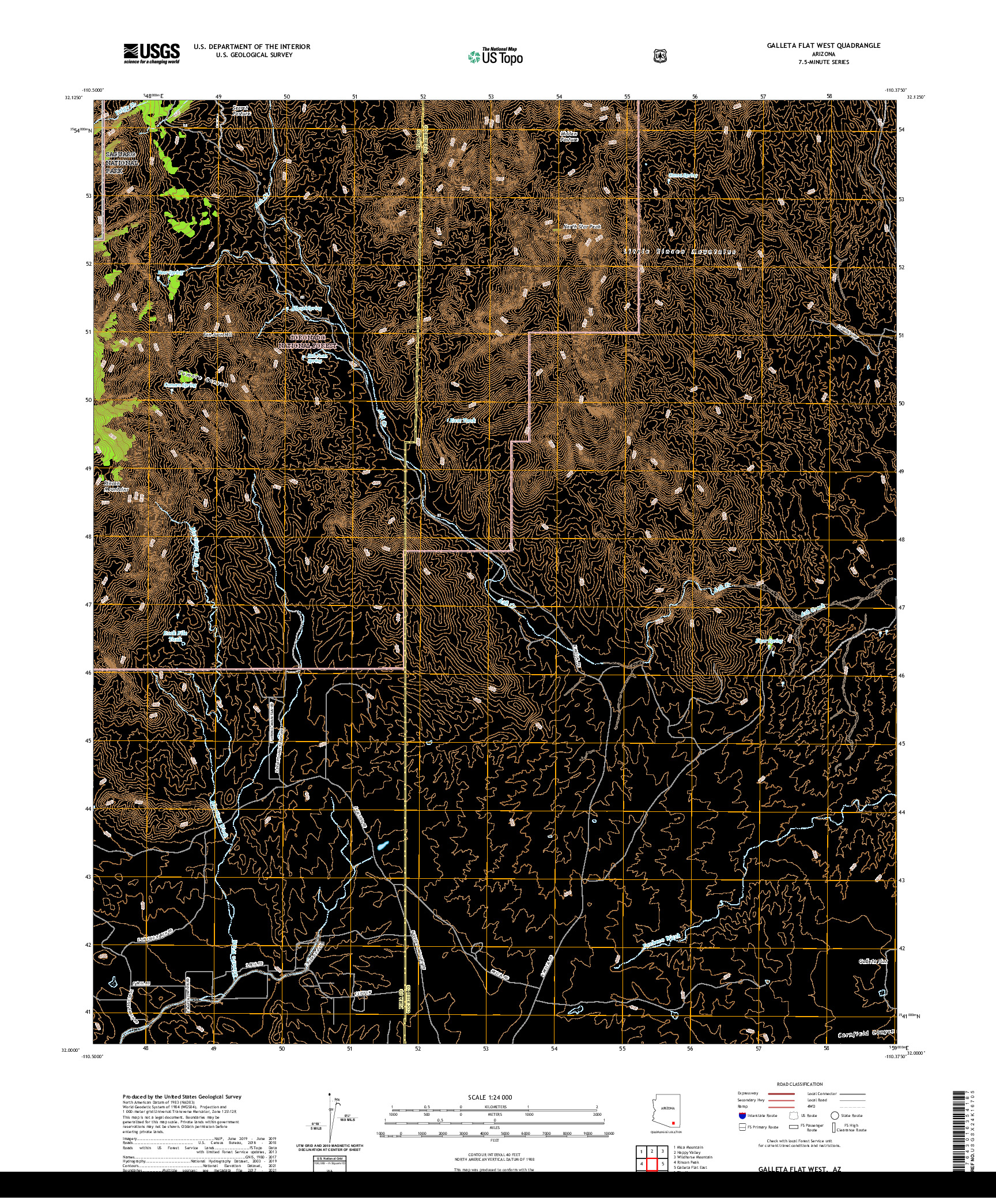 US TOPO 7.5-MINUTE MAP FOR GALLETA FLAT WEST, AZ