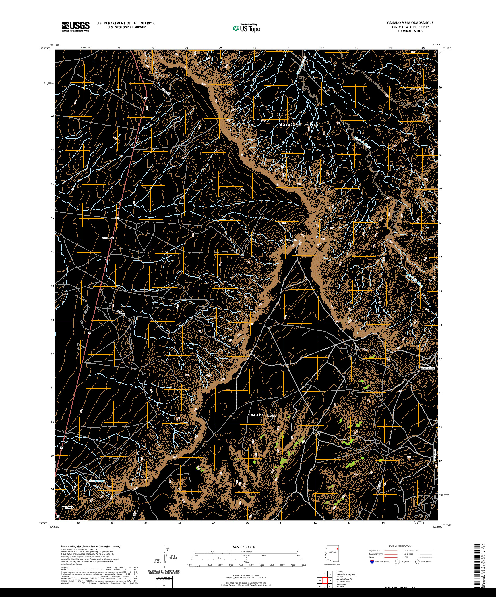 US TOPO 7.5-MINUTE MAP FOR GANADO MESA, AZ