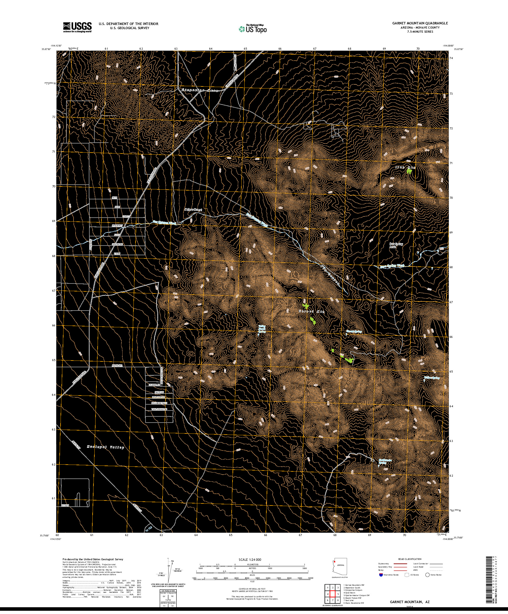 US TOPO 7.5-MINUTE MAP FOR GARNET MOUNTAIN, AZ