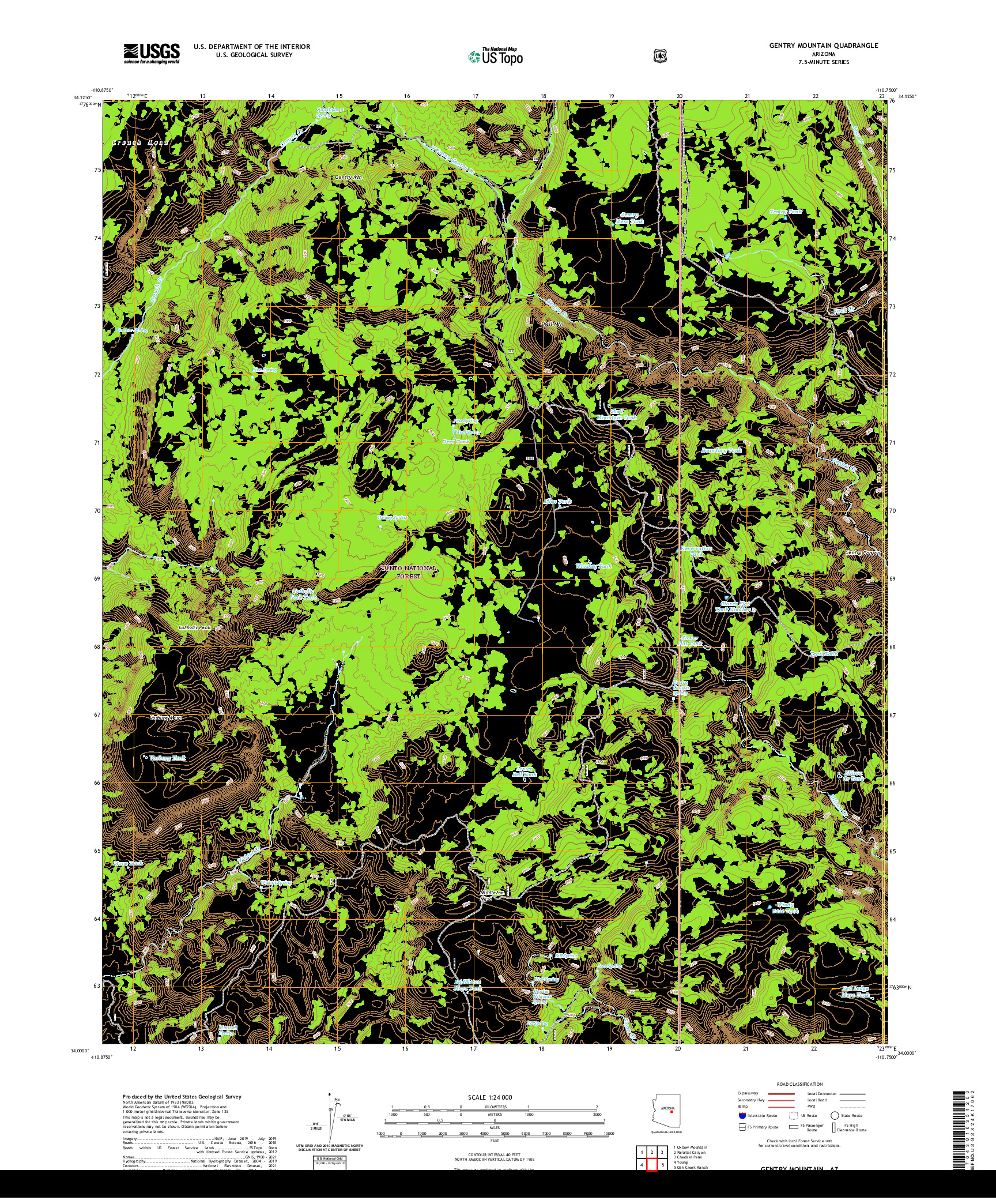 US TOPO 7.5-MINUTE MAP FOR GENTRY MOUNTAIN, AZ