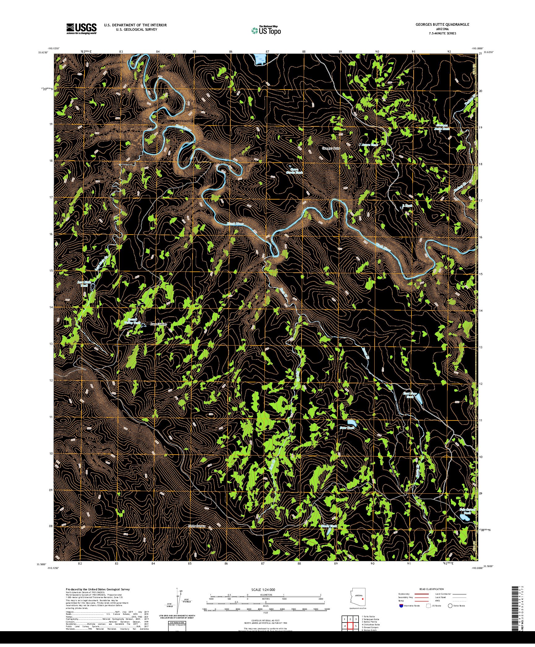 US TOPO 7.5-MINUTE MAP FOR GEORGES BUTTE, AZ