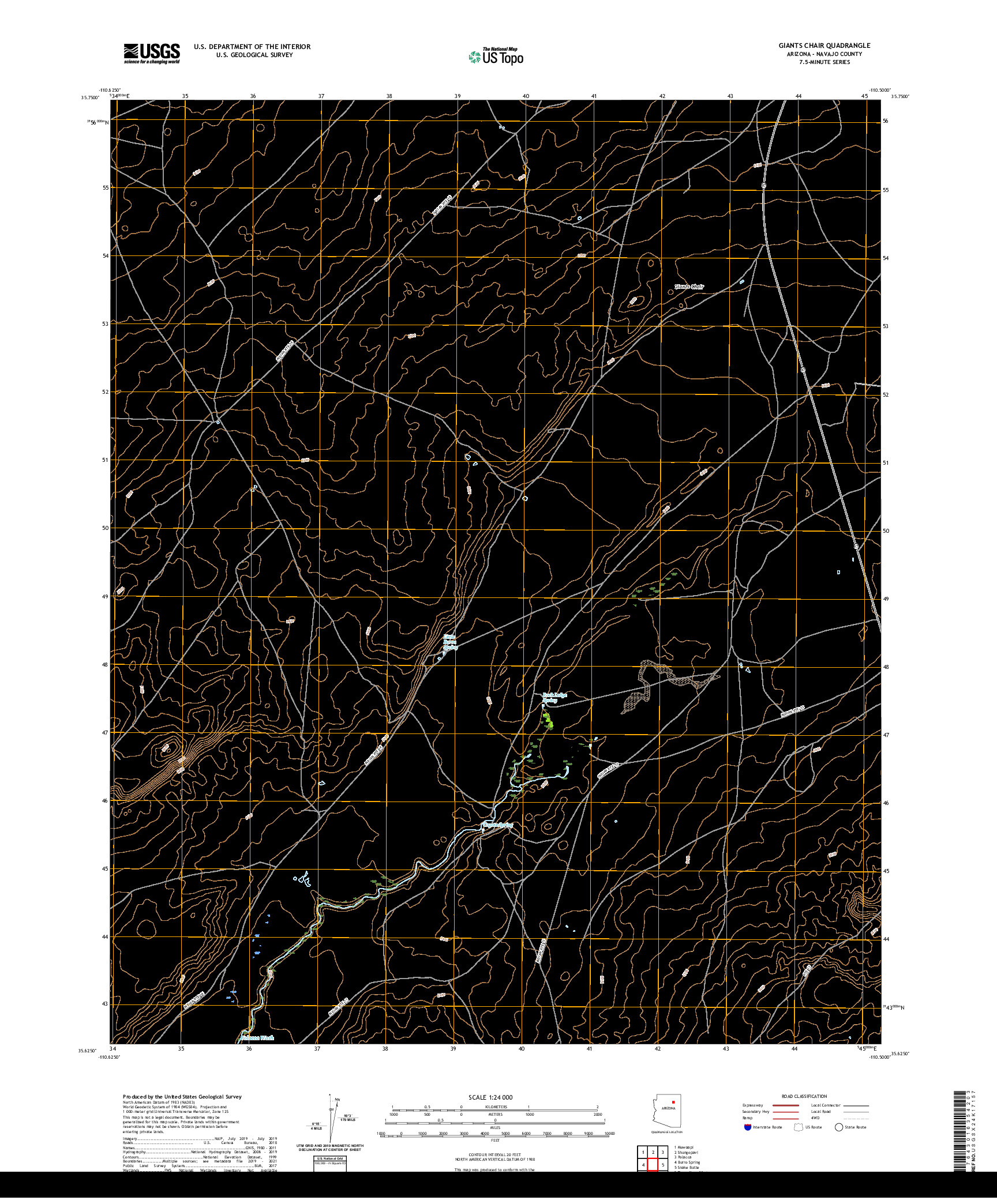 US TOPO 7.5-MINUTE MAP FOR GIANTS CHAIR, AZ