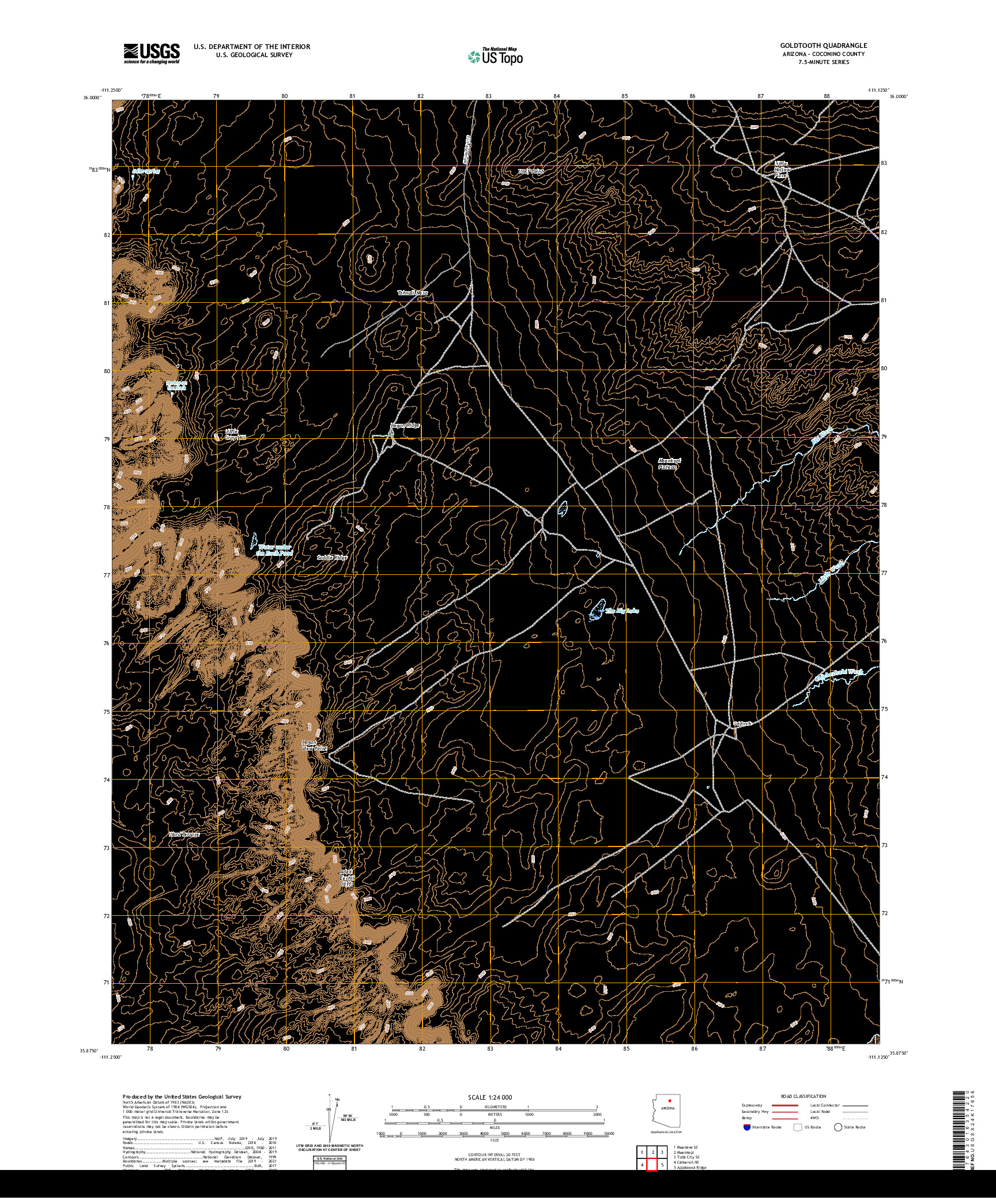 US TOPO 7.5-MINUTE MAP FOR GOLDTOOTH, AZ