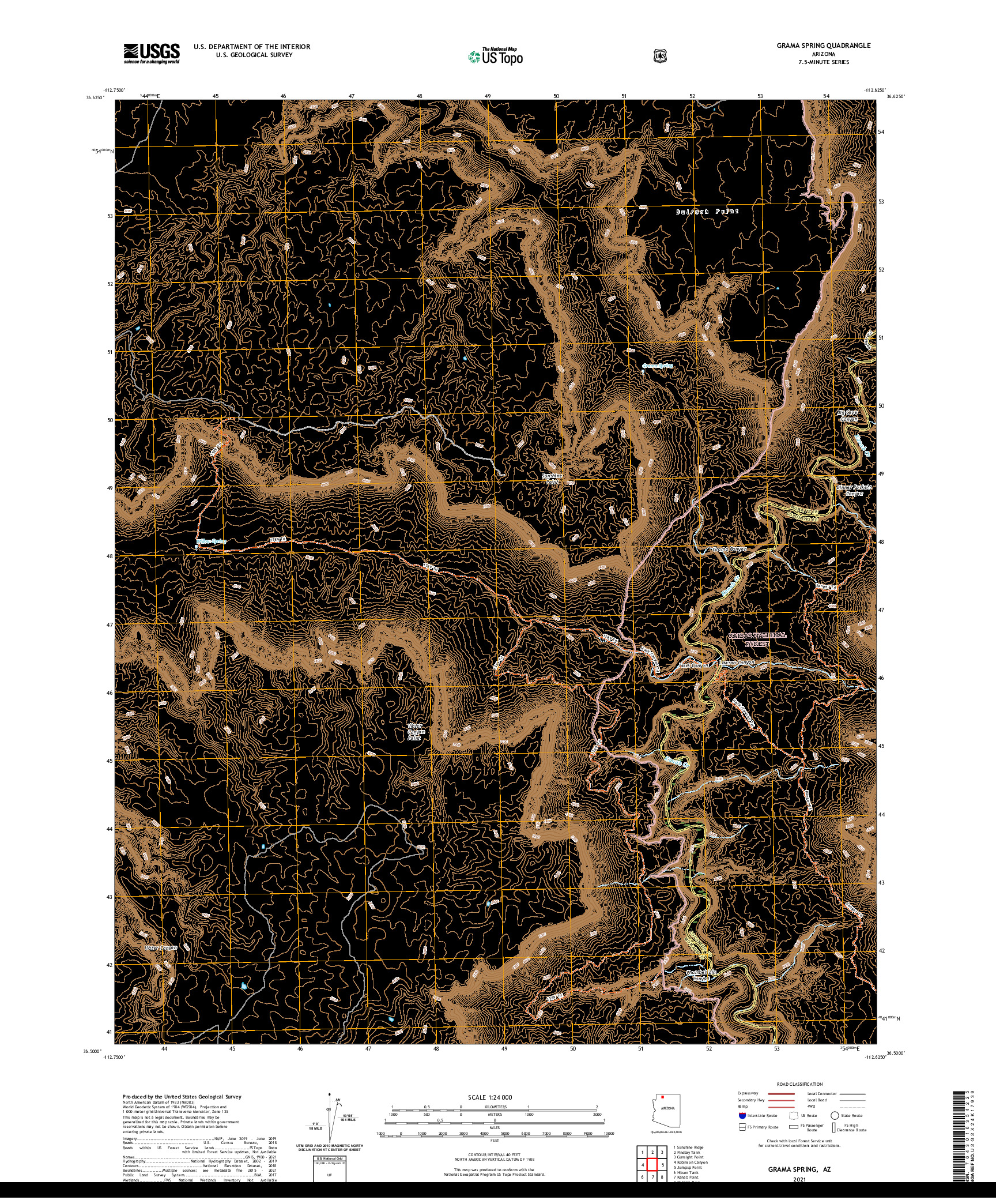 US TOPO 7.5-MINUTE MAP FOR GRAMA SPRING, AZ