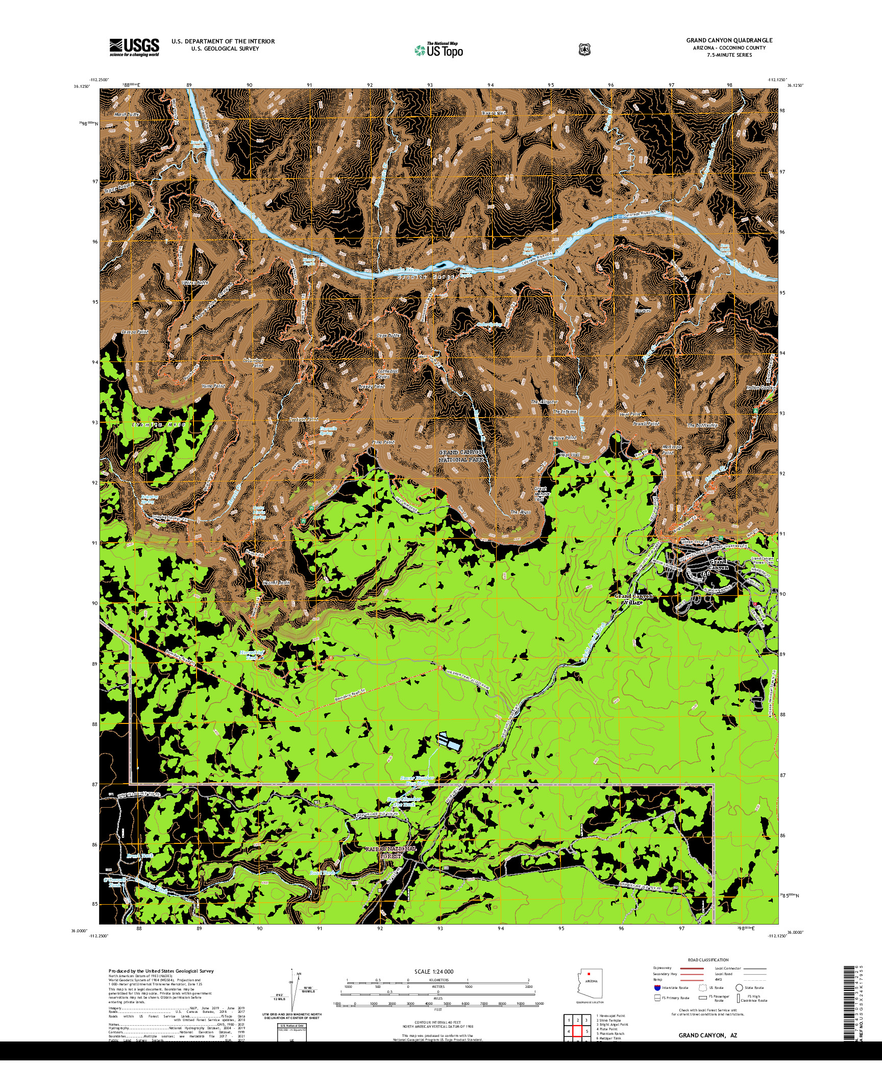 US TOPO 7.5-MINUTE MAP FOR GRAND CANYON, AZ