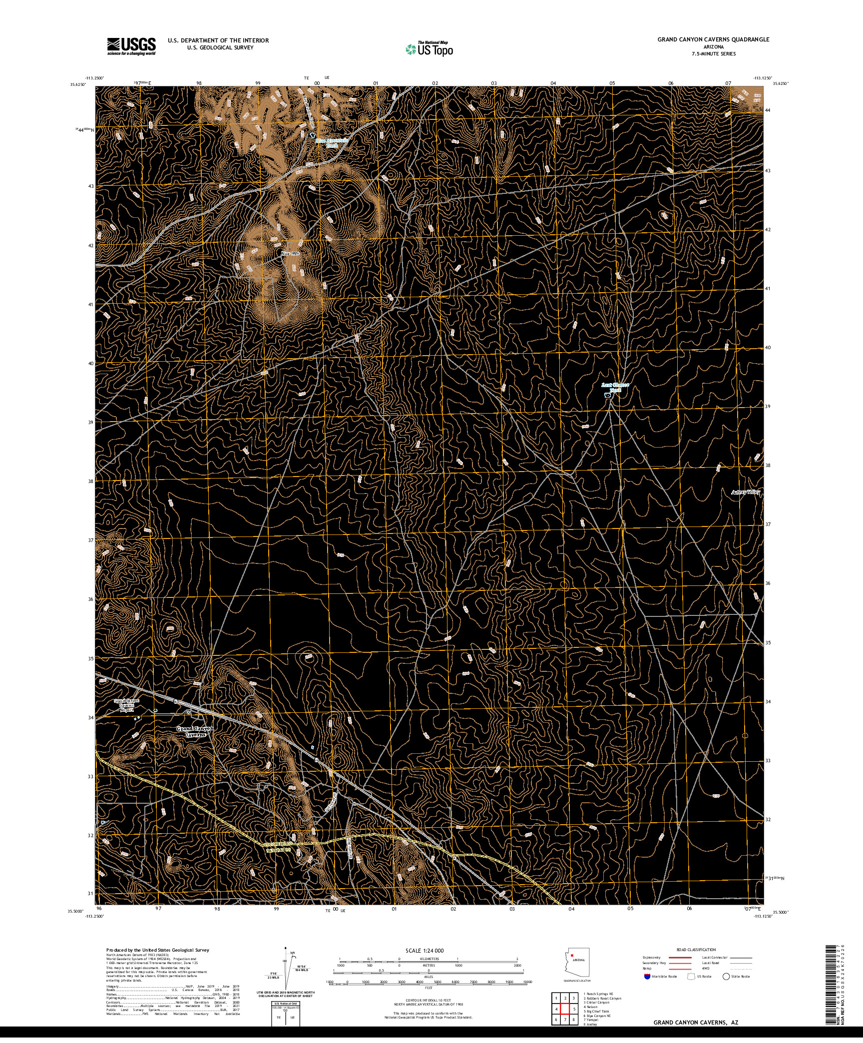 US TOPO 7.5-MINUTE MAP FOR GRAND CANYON CAVERNS, AZ