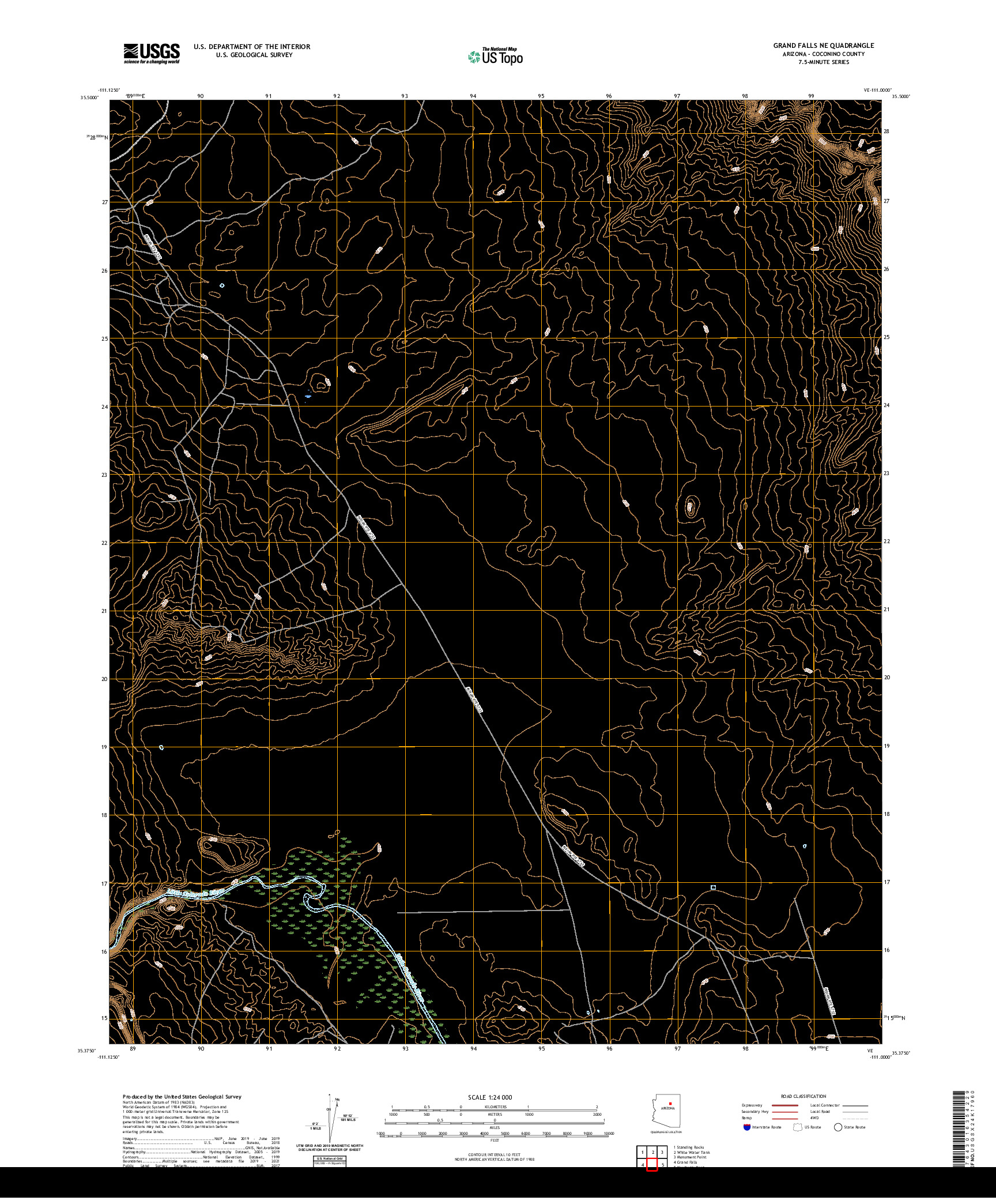 US TOPO 7.5-MINUTE MAP FOR GRAND FALLS NE, AZ