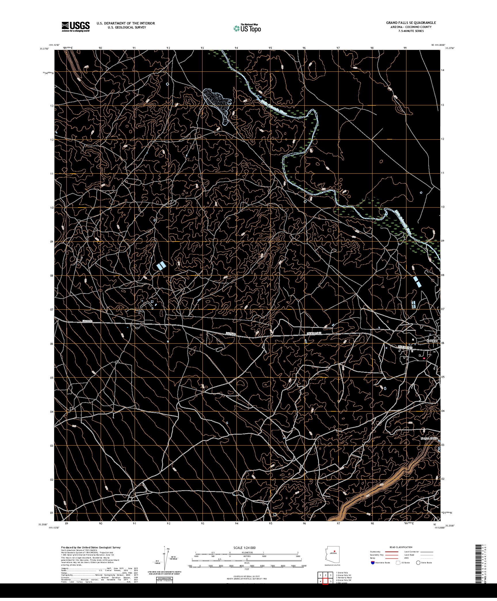 US TOPO 7.5-MINUTE MAP FOR GRAND FALLS SE, AZ