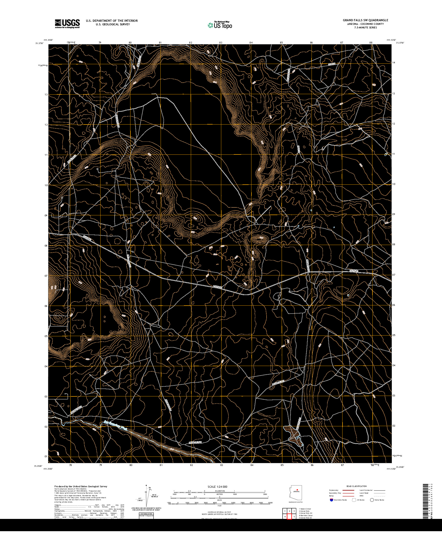 US TOPO 7.5-MINUTE MAP FOR GRAND FALLS SW, AZ