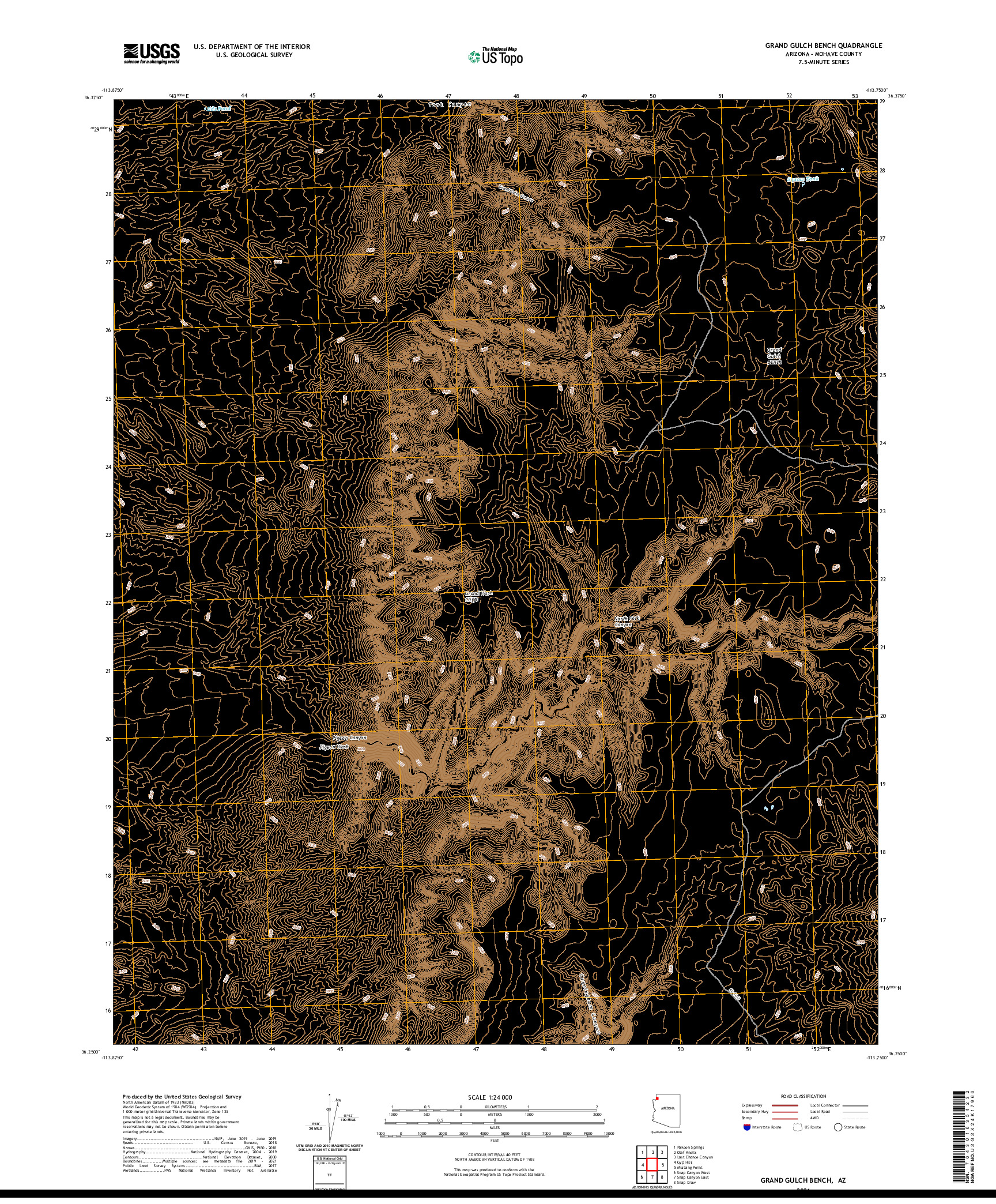 US TOPO 7.5-MINUTE MAP FOR GRAND GULCH BENCH, AZ