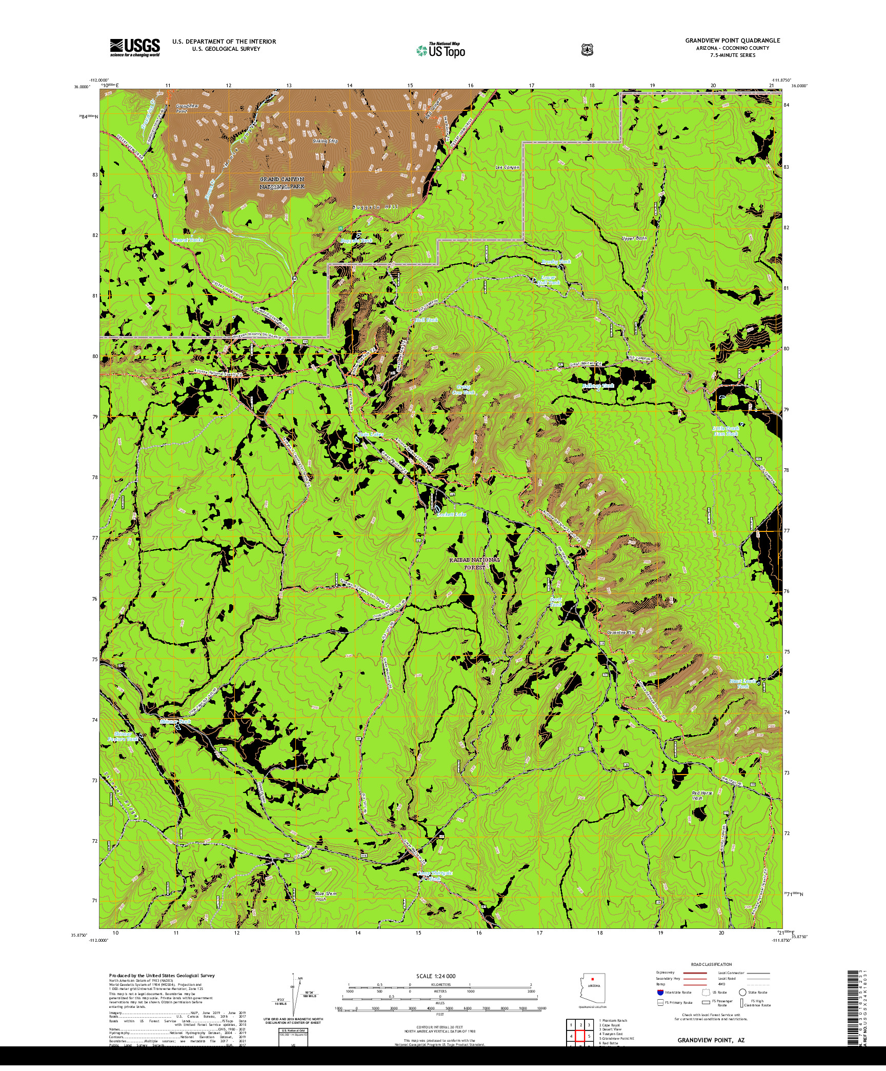 US TOPO 7.5-MINUTE MAP FOR GRANDVIEW POINT, AZ