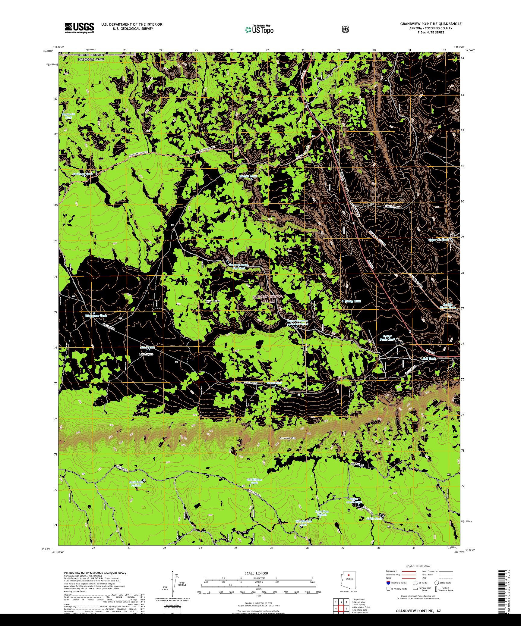 US TOPO 7.5-MINUTE MAP FOR GRANDVIEW POINT NE, AZ