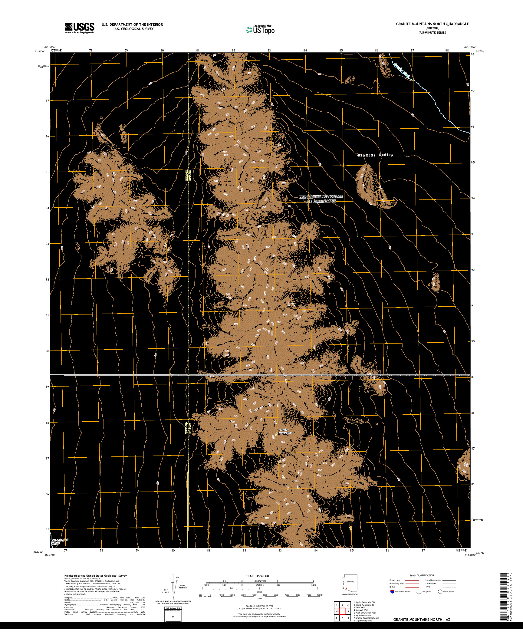 US TOPO 7.5-MINUTE MAP FOR GRANITE MOUNTAINS NORTH, AZ