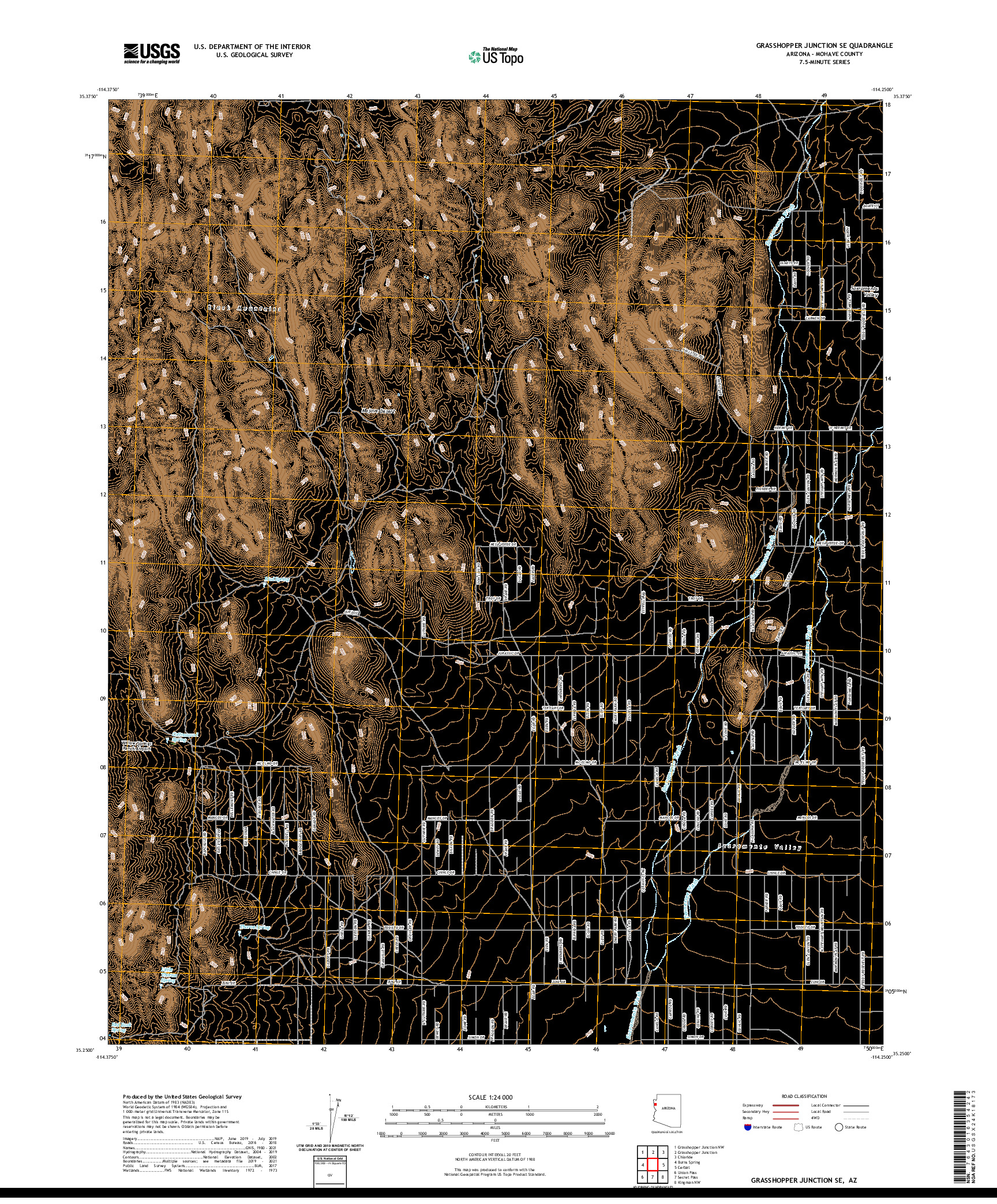 US TOPO 7.5-MINUTE MAP FOR GRASSHOPPER JUNCTION SE, AZ