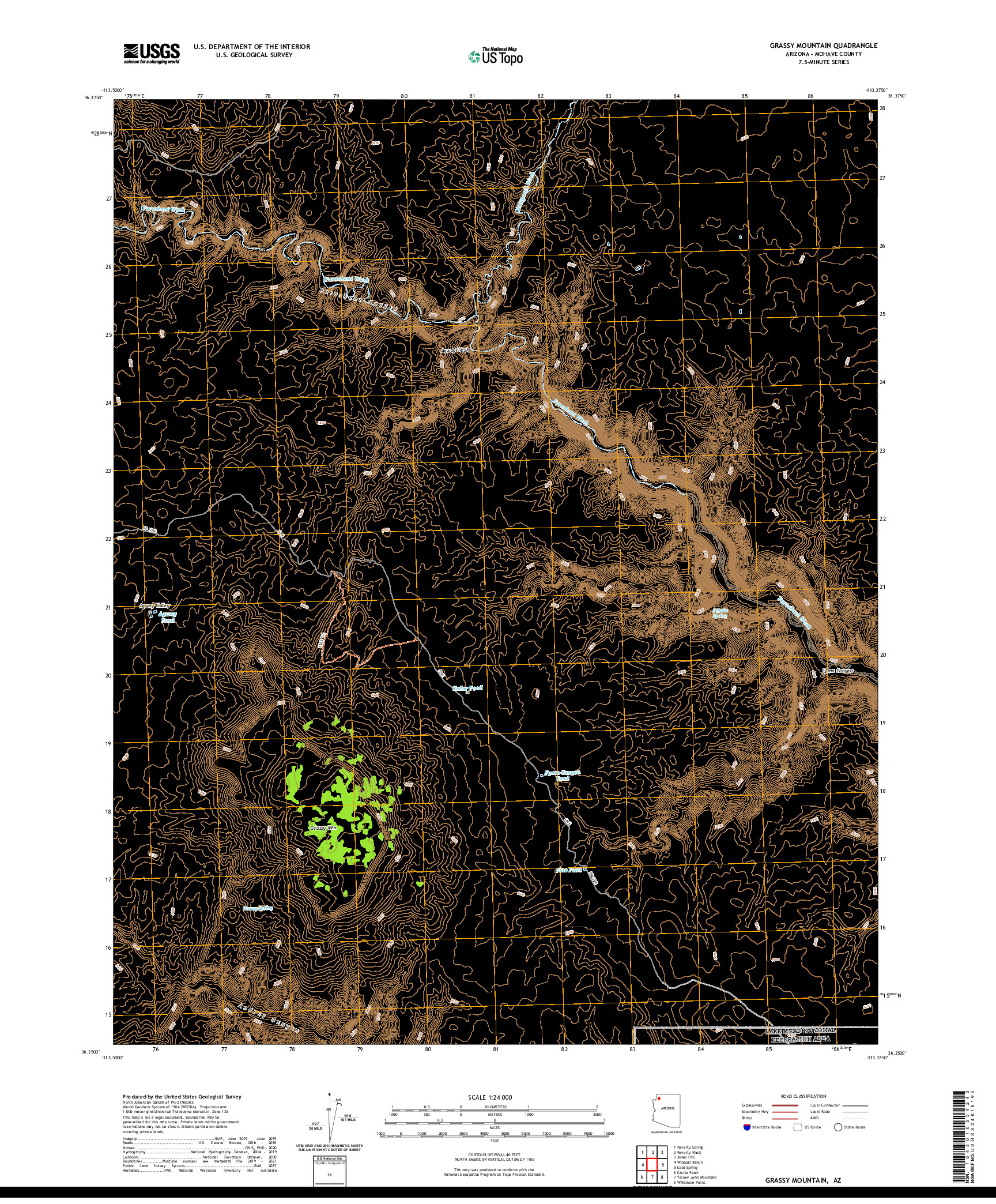 US TOPO 7.5-MINUTE MAP FOR GRASSY MOUNTAIN, AZ