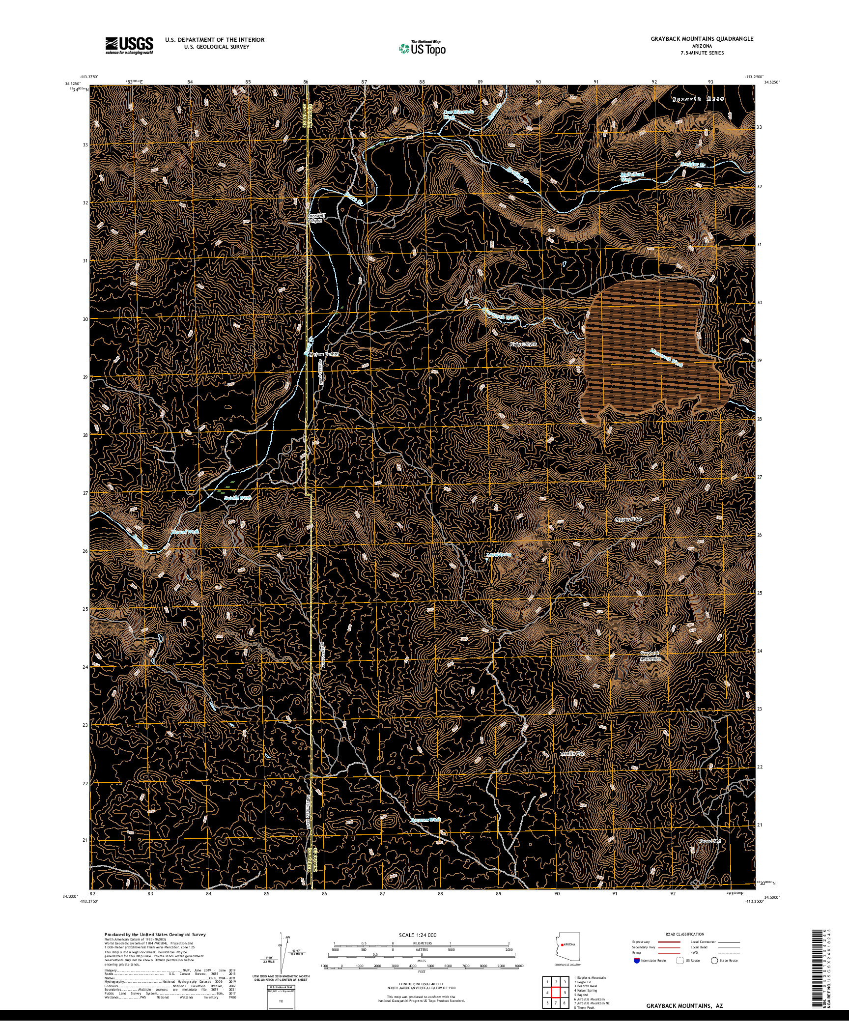 US TOPO 7.5-MINUTE MAP FOR GRAYBACK MOUNTAINS, AZ