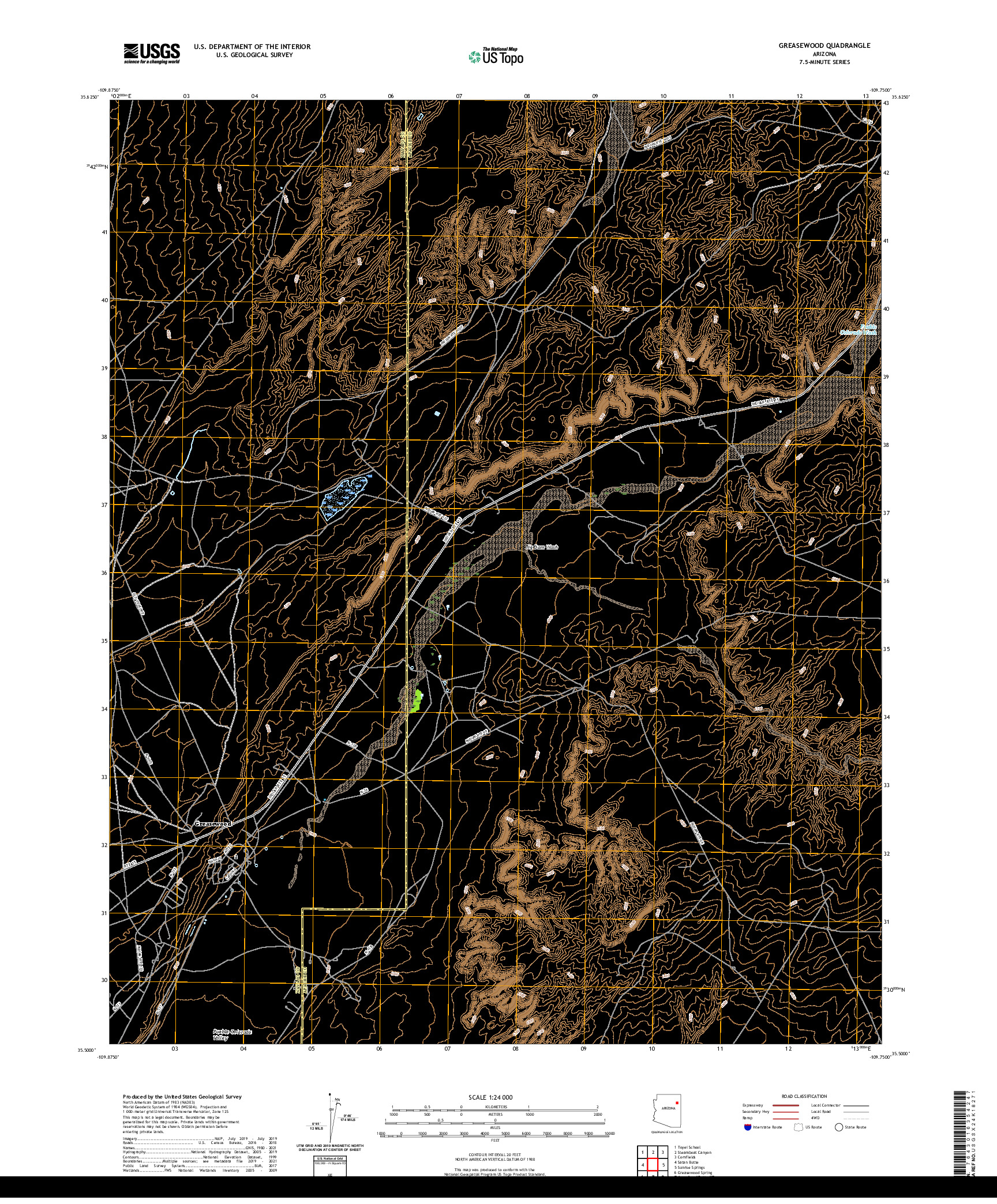 US TOPO 7.5-MINUTE MAP FOR GREASEWOOD, AZ