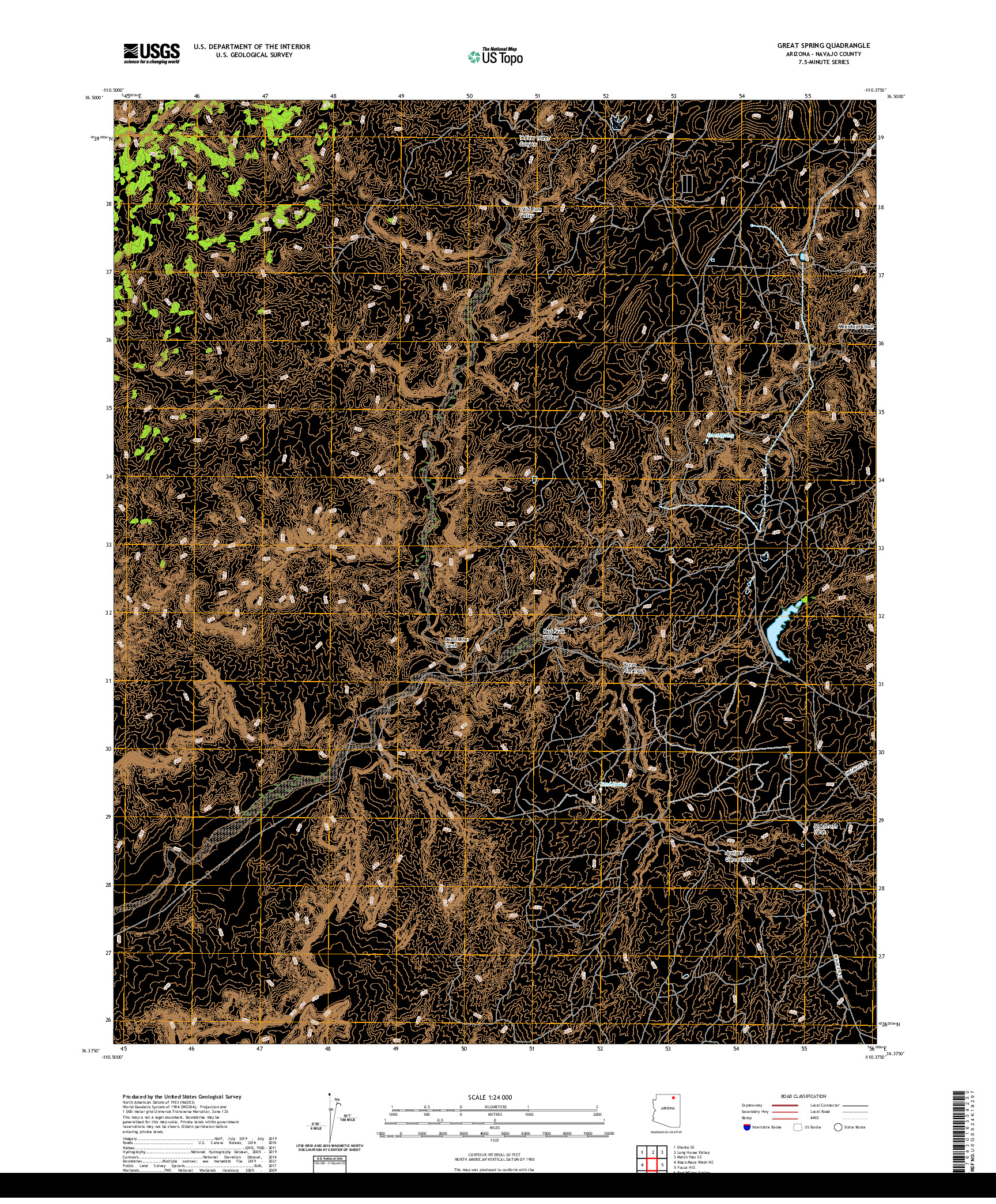 US TOPO 7.5-MINUTE MAP FOR GREAT SPRING, AZ