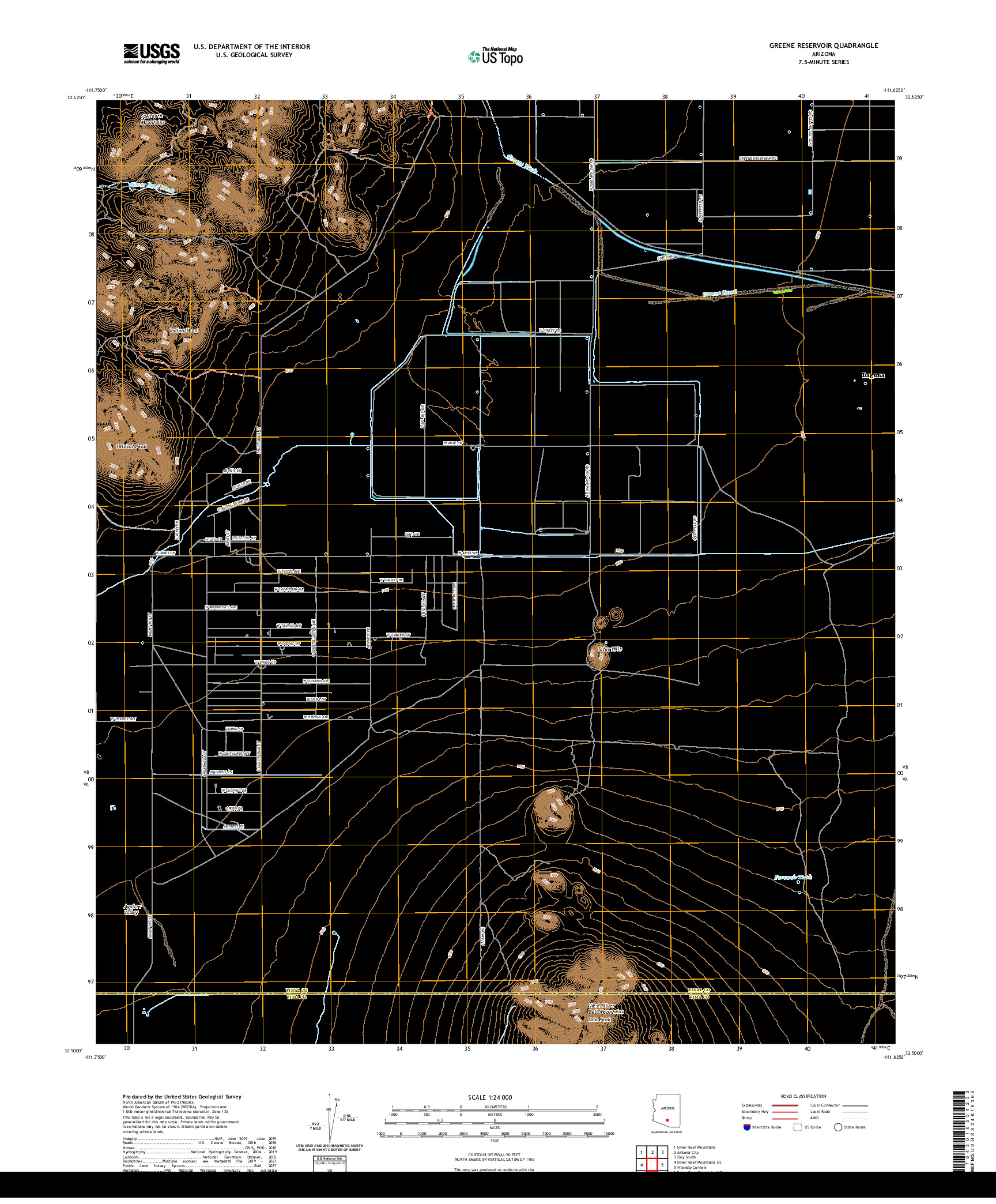 US TOPO 7.5-MINUTE MAP FOR GREENE RESERVOIR, AZ