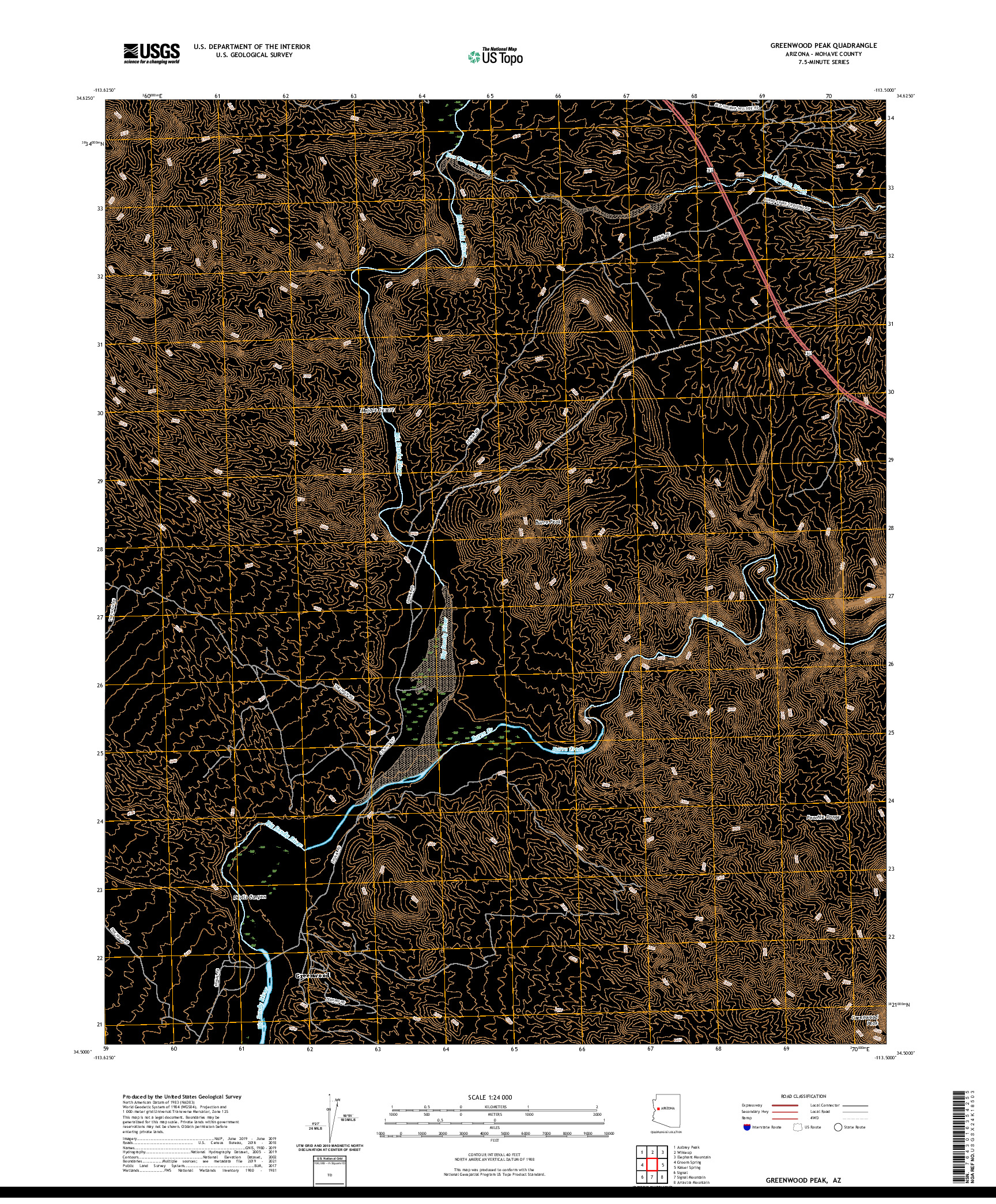 US TOPO 7.5-MINUTE MAP FOR GREENWOOD PEAK, AZ