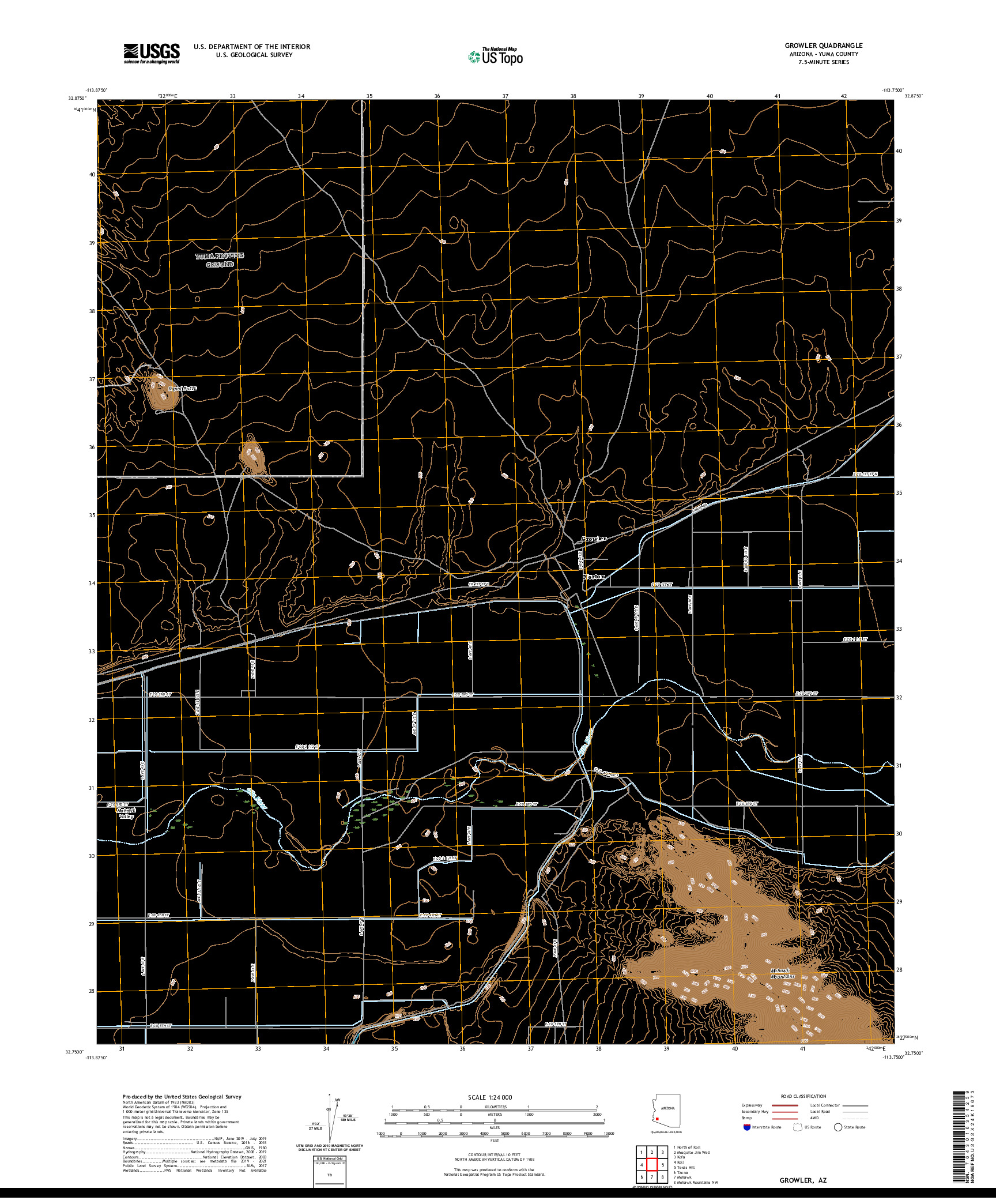 US TOPO 7.5-MINUTE MAP FOR GROWLER, AZ