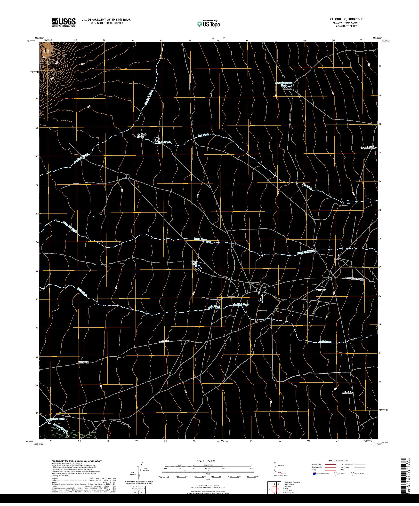 US TOPO 7.5-MINUTE MAP FOR GU OIDAK, AZ