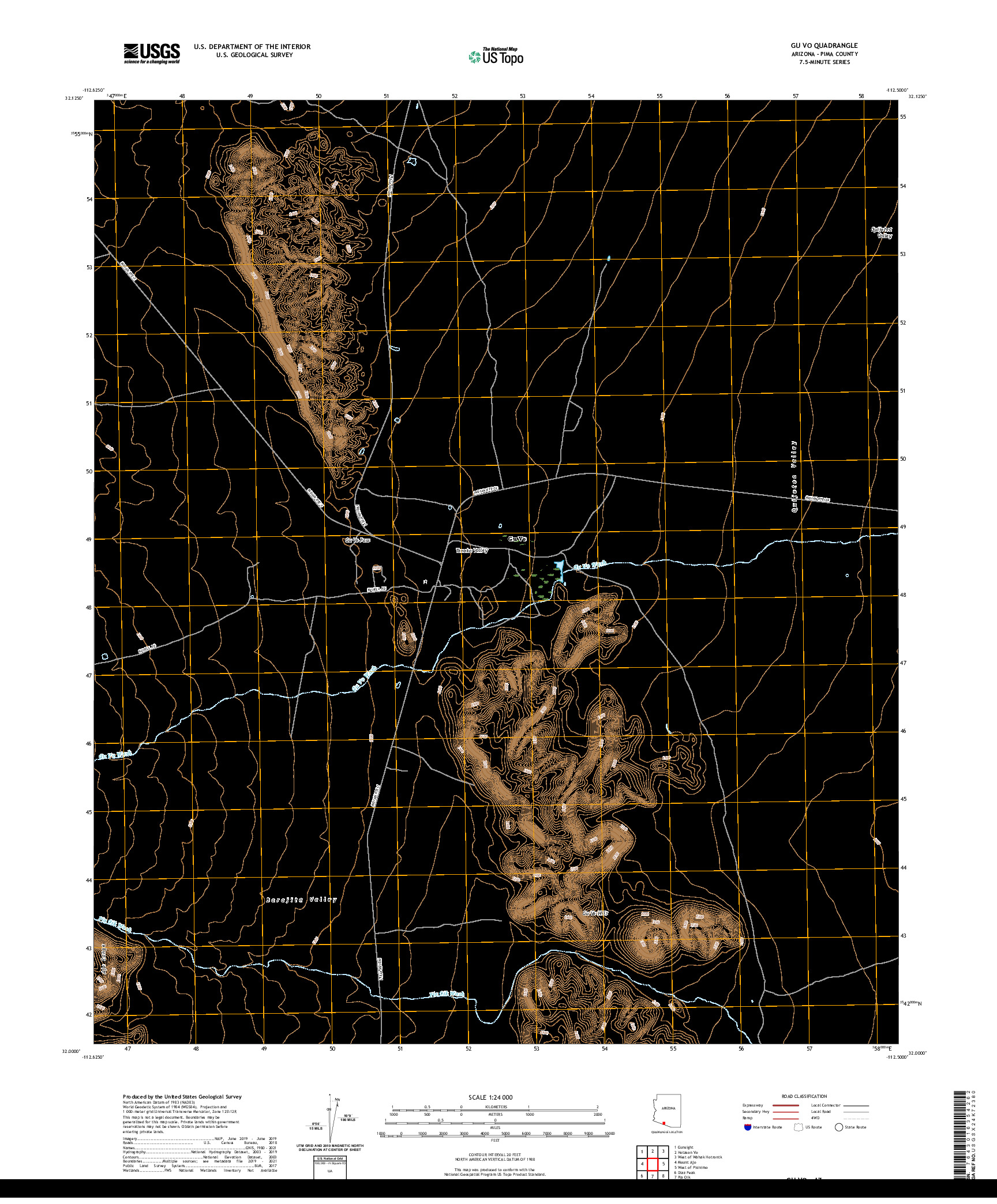 US TOPO 7.5-MINUTE MAP FOR GU VO, AZ