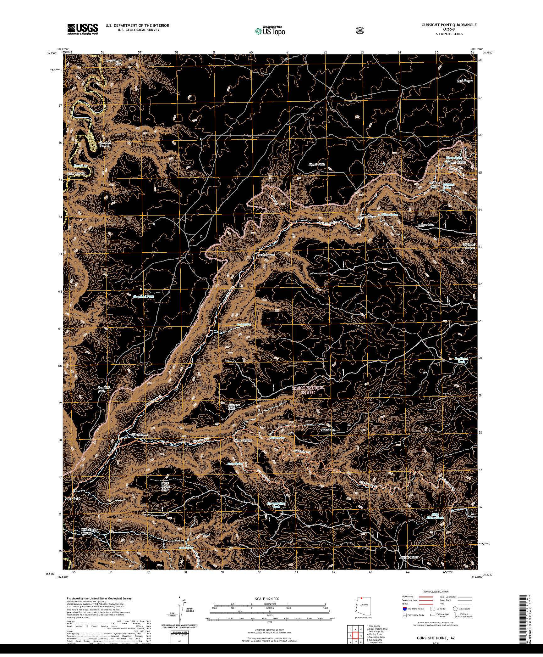 US TOPO 7.5-MINUTE MAP FOR GUNSIGHT POINT, AZ