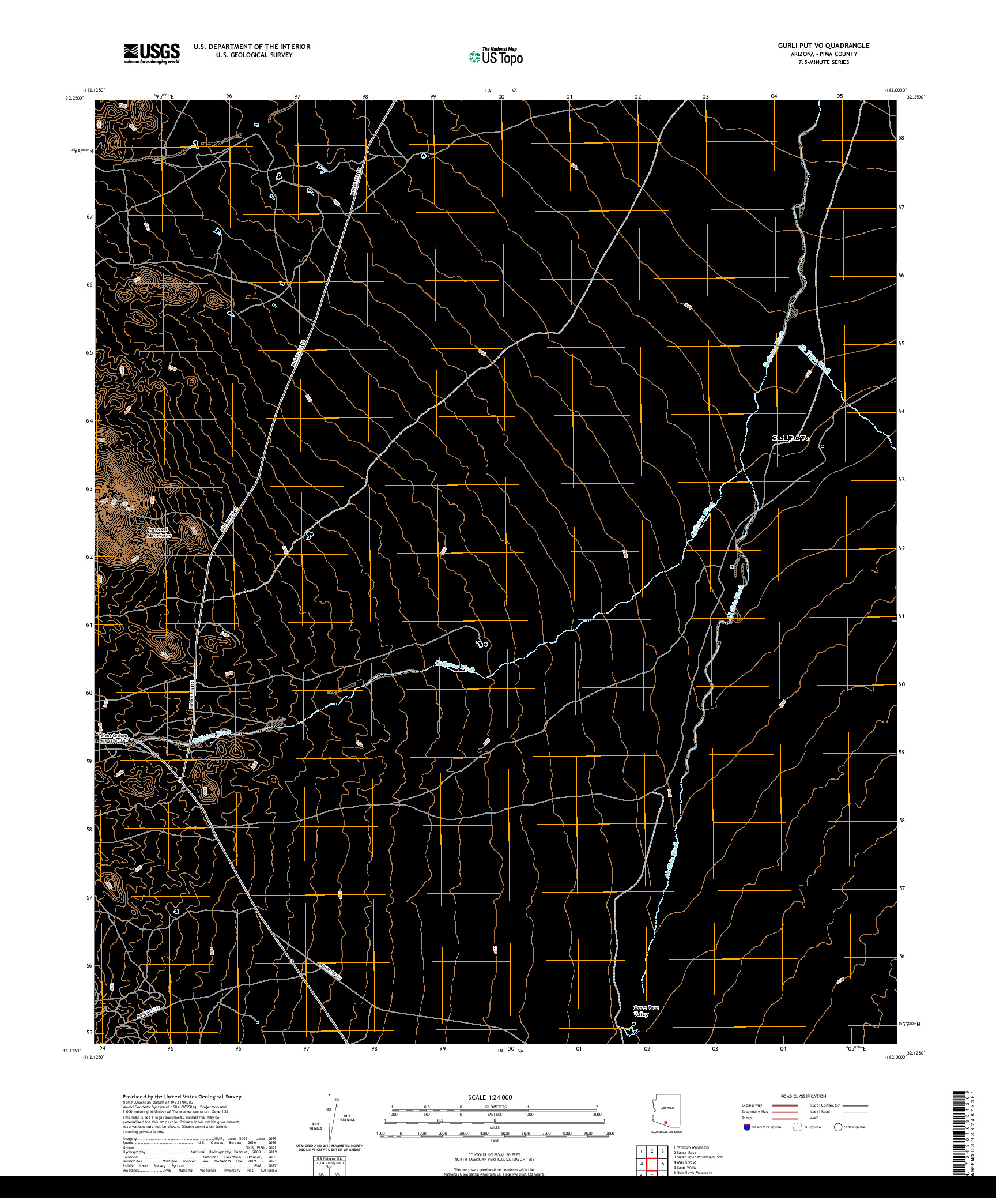 US TOPO 7.5-MINUTE MAP FOR GURLI PUT VO, AZ