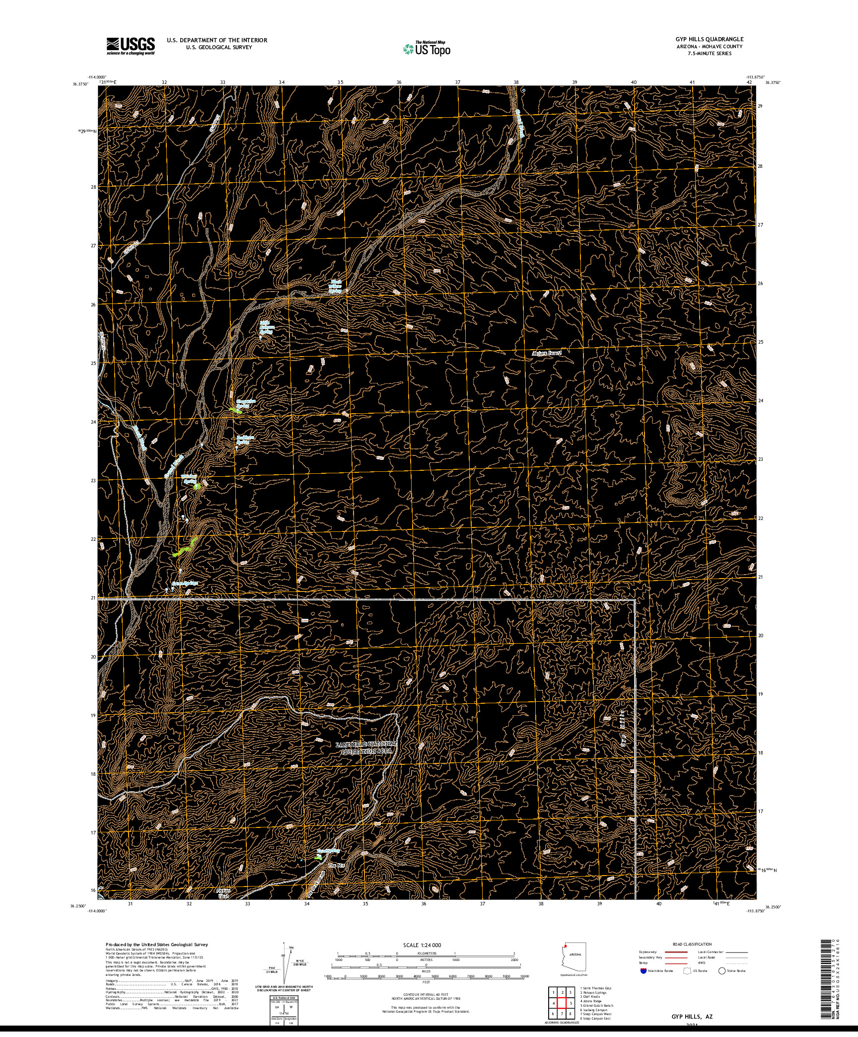 US TOPO 7.5-MINUTE MAP FOR GYP HILLS, AZ