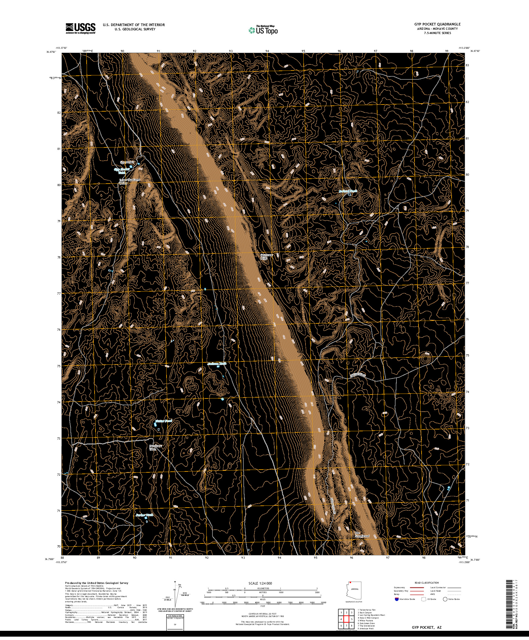 US TOPO 7.5-MINUTE MAP FOR GYP POCKET, AZ