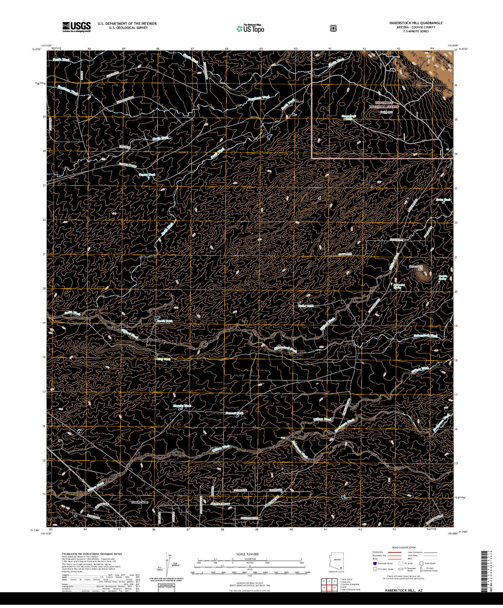 US TOPO 7.5-MINUTE MAP FOR HABERSTOCK HILL, AZ