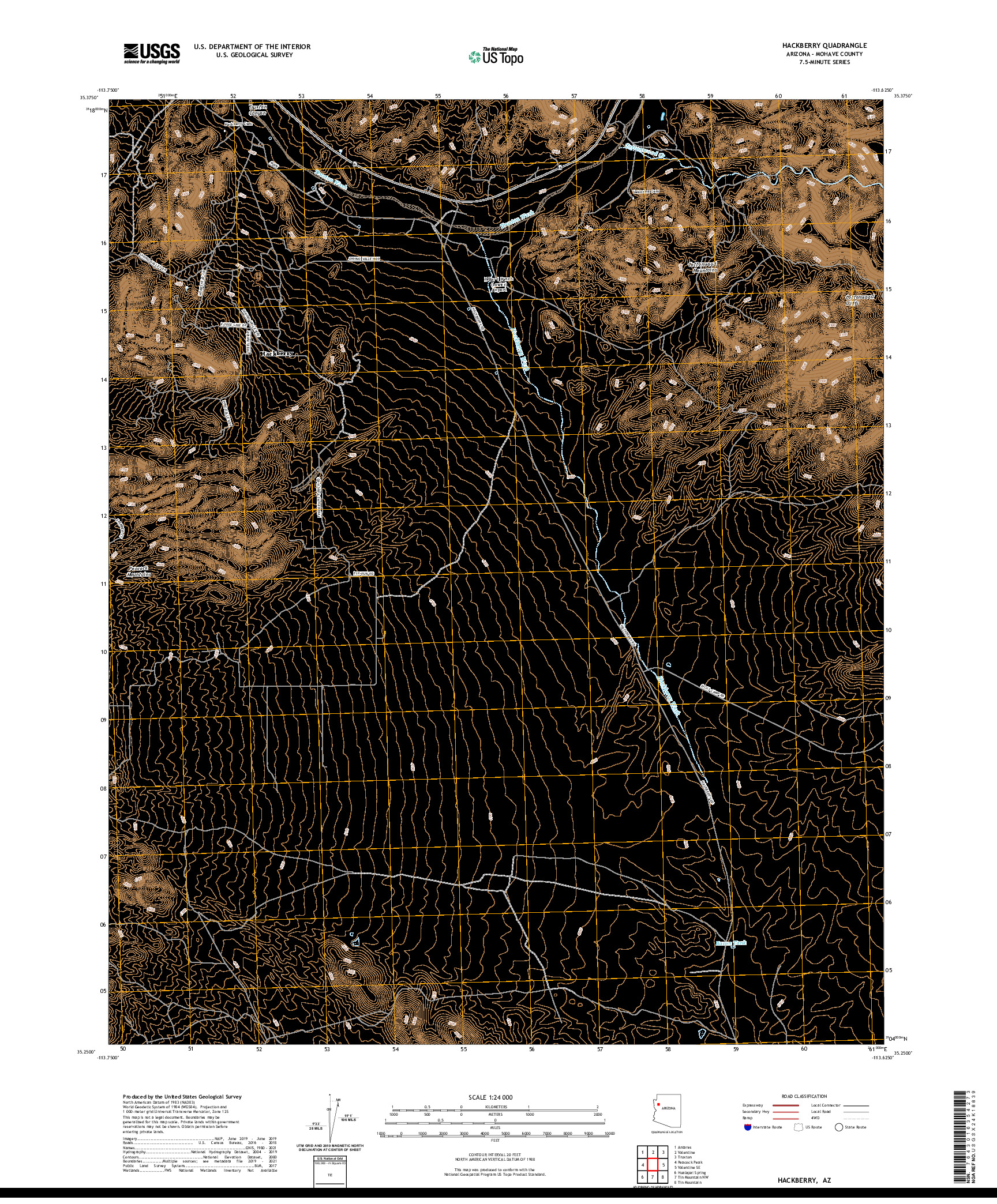 US TOPO 7.5-MINUTE MAP FOR HACKBERRY, AZ