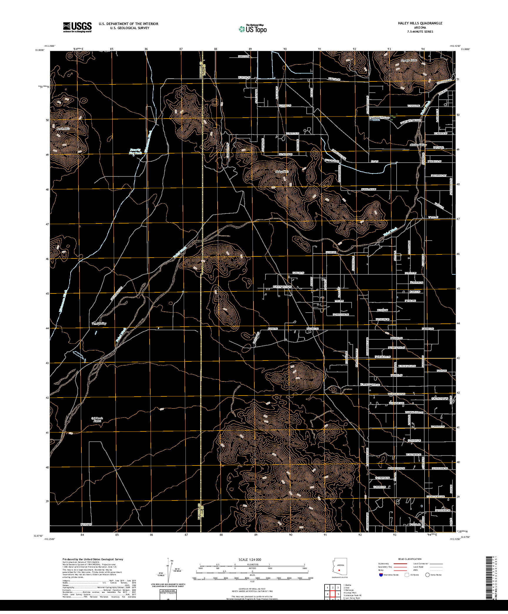 US TOPO 7.5-MINUTE MAP FOR HALEY HILLS, AZ