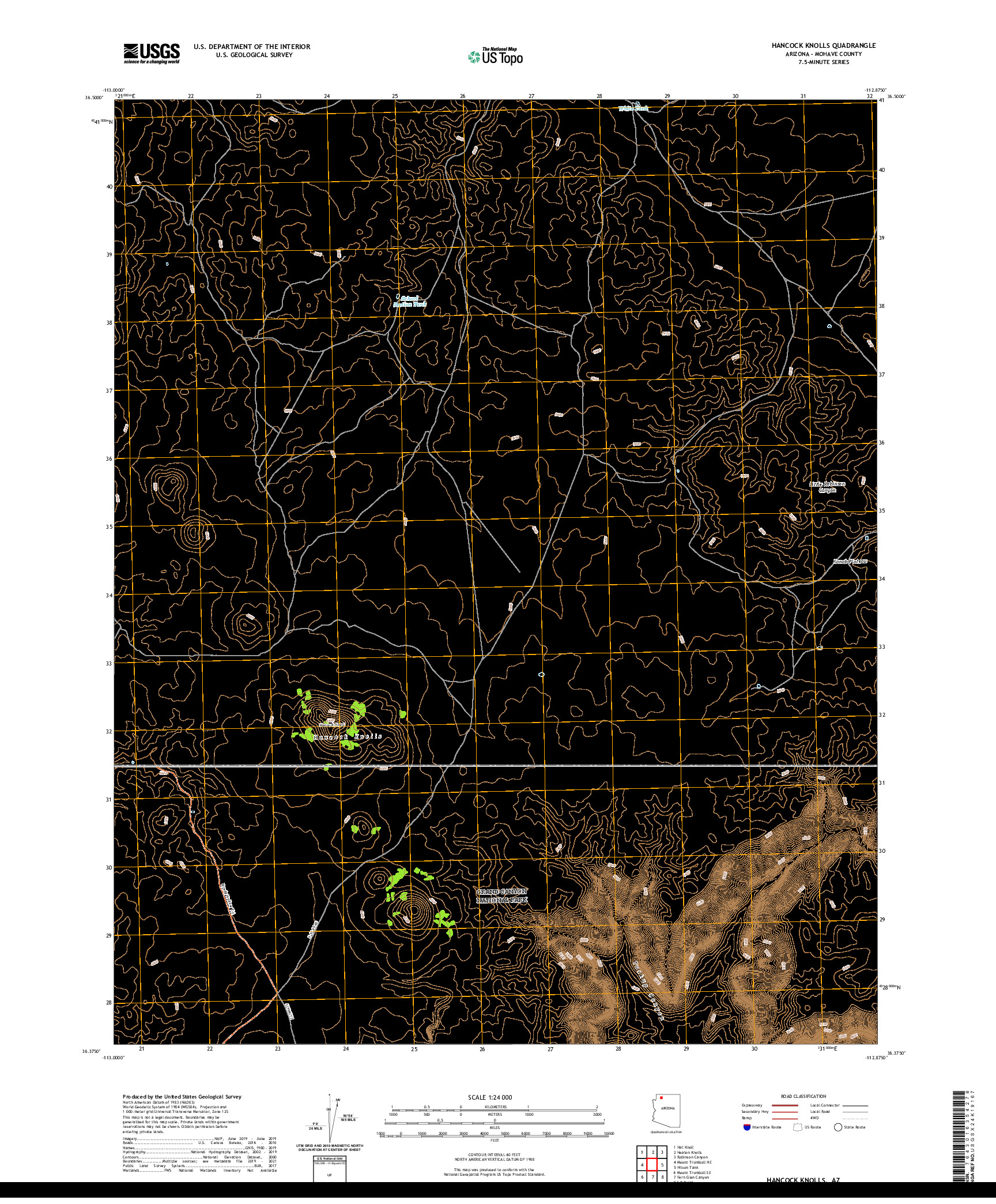 US TOPO 7.5-MINUTE MAP FOR HANCOCK KNOLLS, AZ