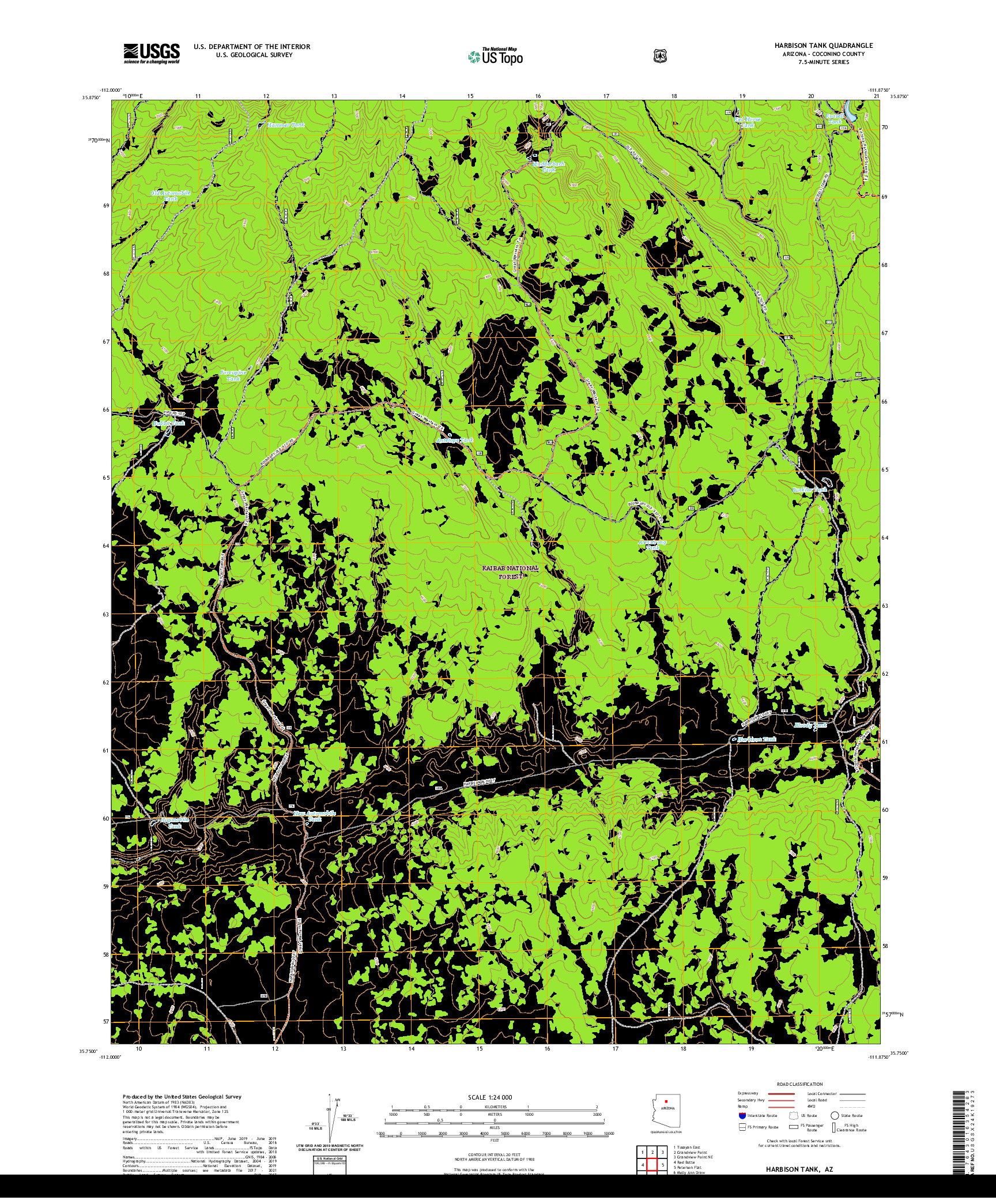 US TOPO 7.5-MINUTE MAP FOR HARBISON TANK, AZ