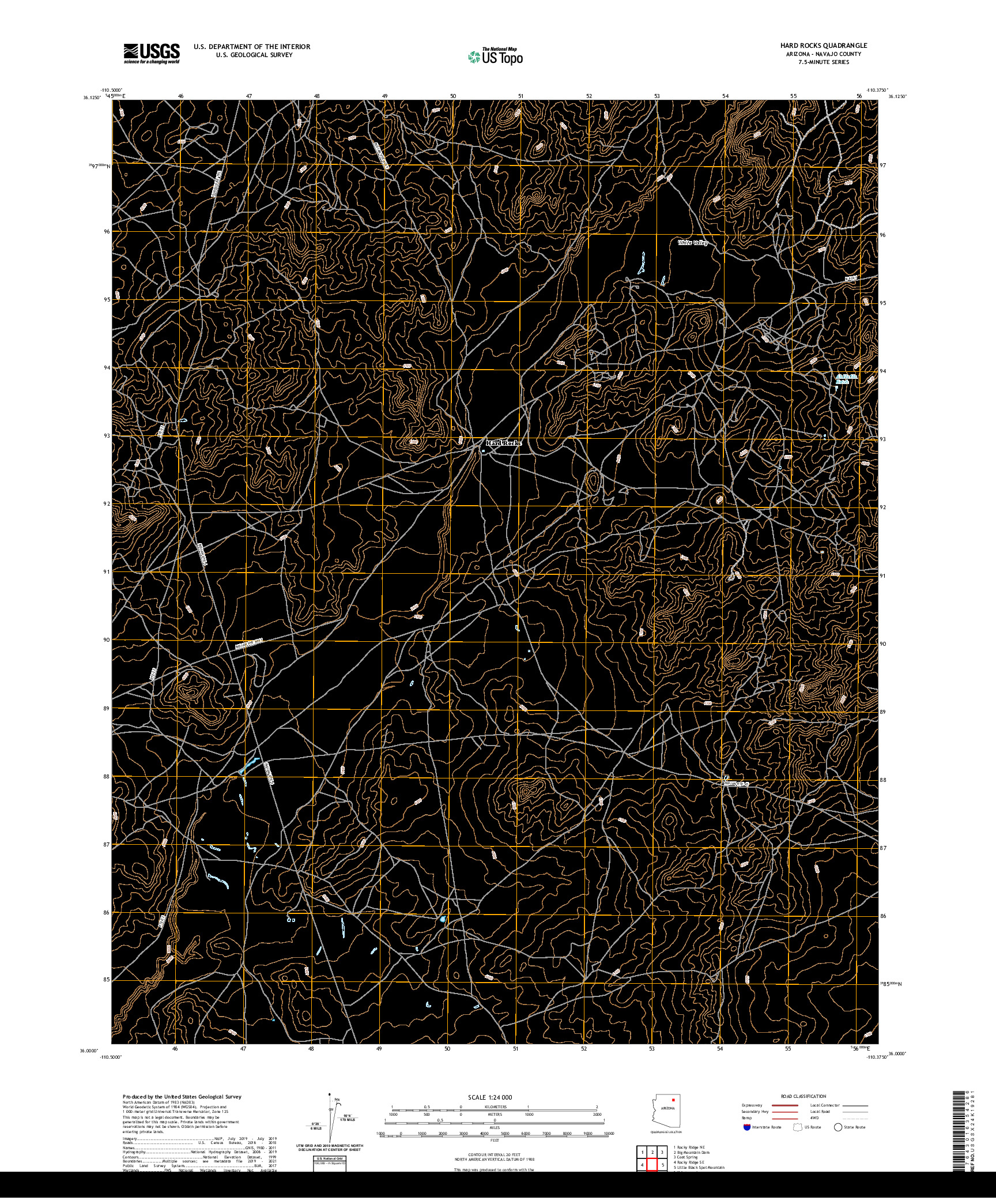 US TOPO 7.5-MINUTE MAP FOR HARD ROCKS, AZ