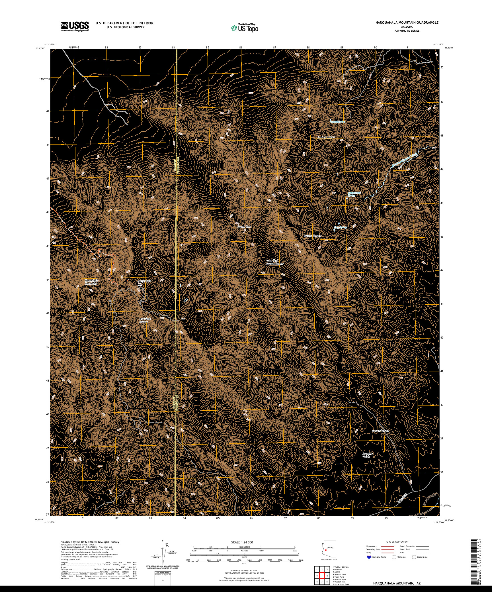 US TOPO 7.5-MINUTE MAP FOR HARQUAHALA MOUNTAIN, AZ