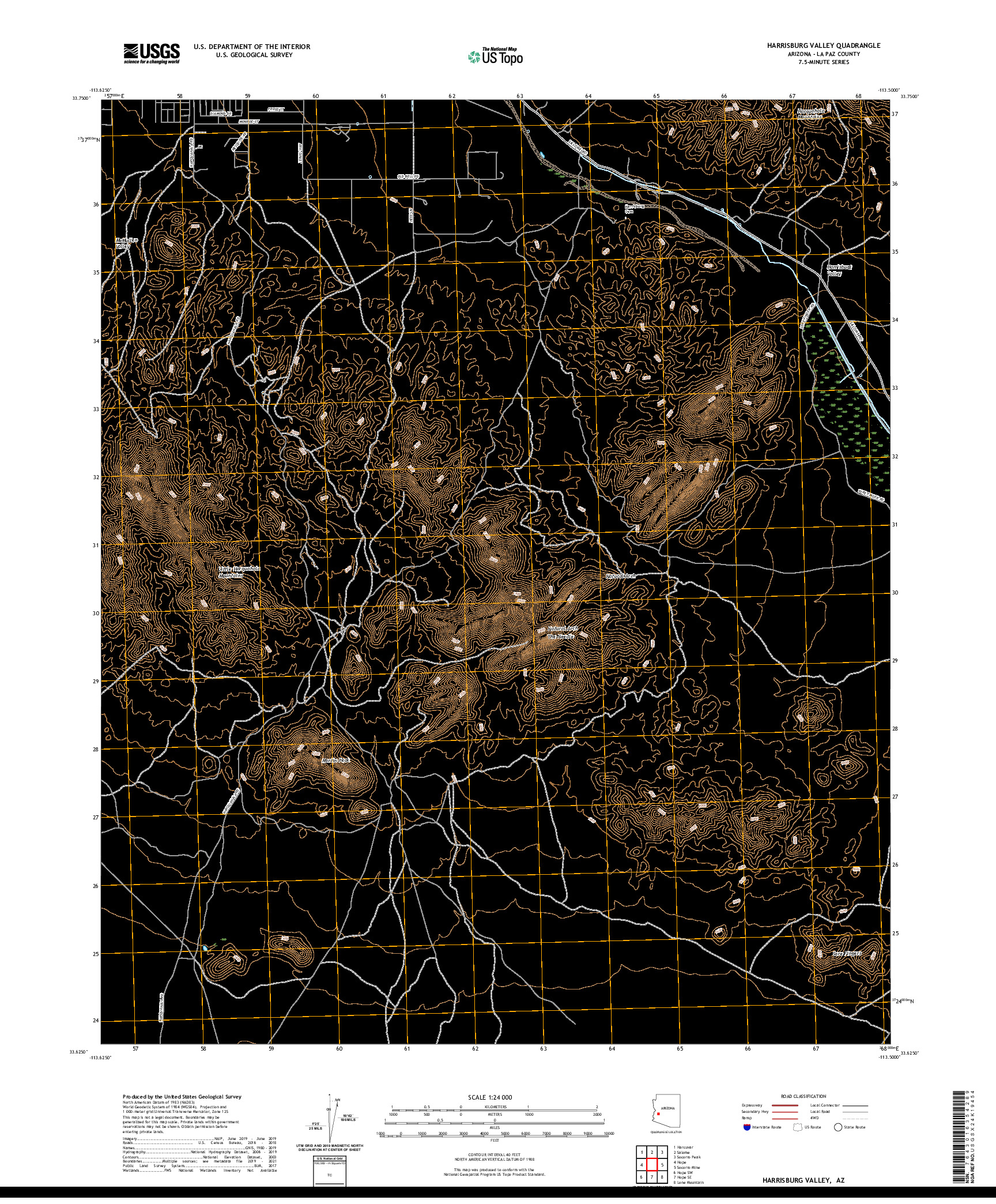 US TOPO 7.5-MINUTE MAP FOR HARRISBURG VALLEY, AZ