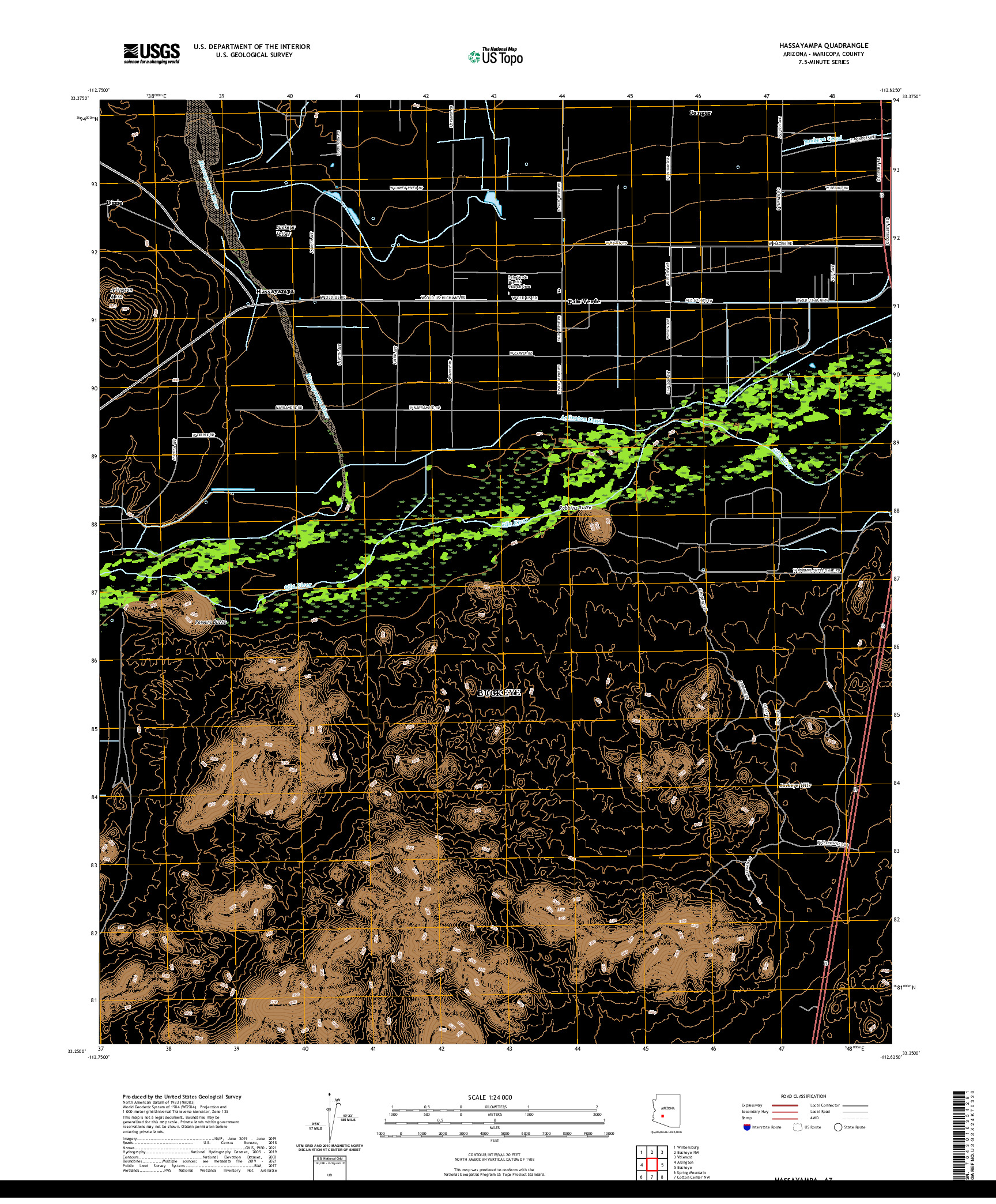 US TOPO 7.5-MINUTE MAP FOR HASSAYAMPA, AZ