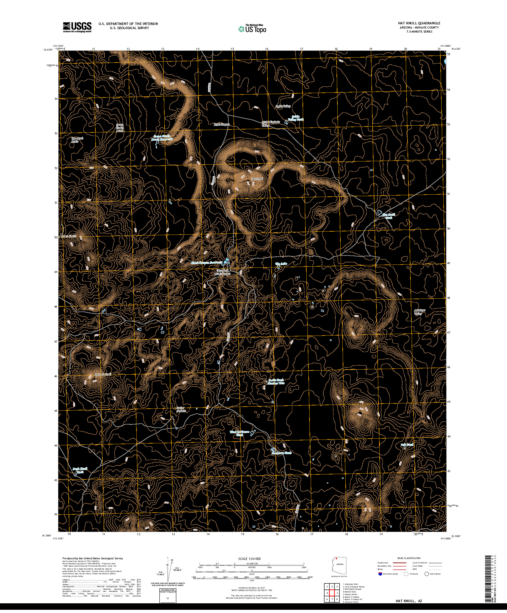 US TOPO 7.5-MINUTE MAP FOR HAT KNOLL, AZ