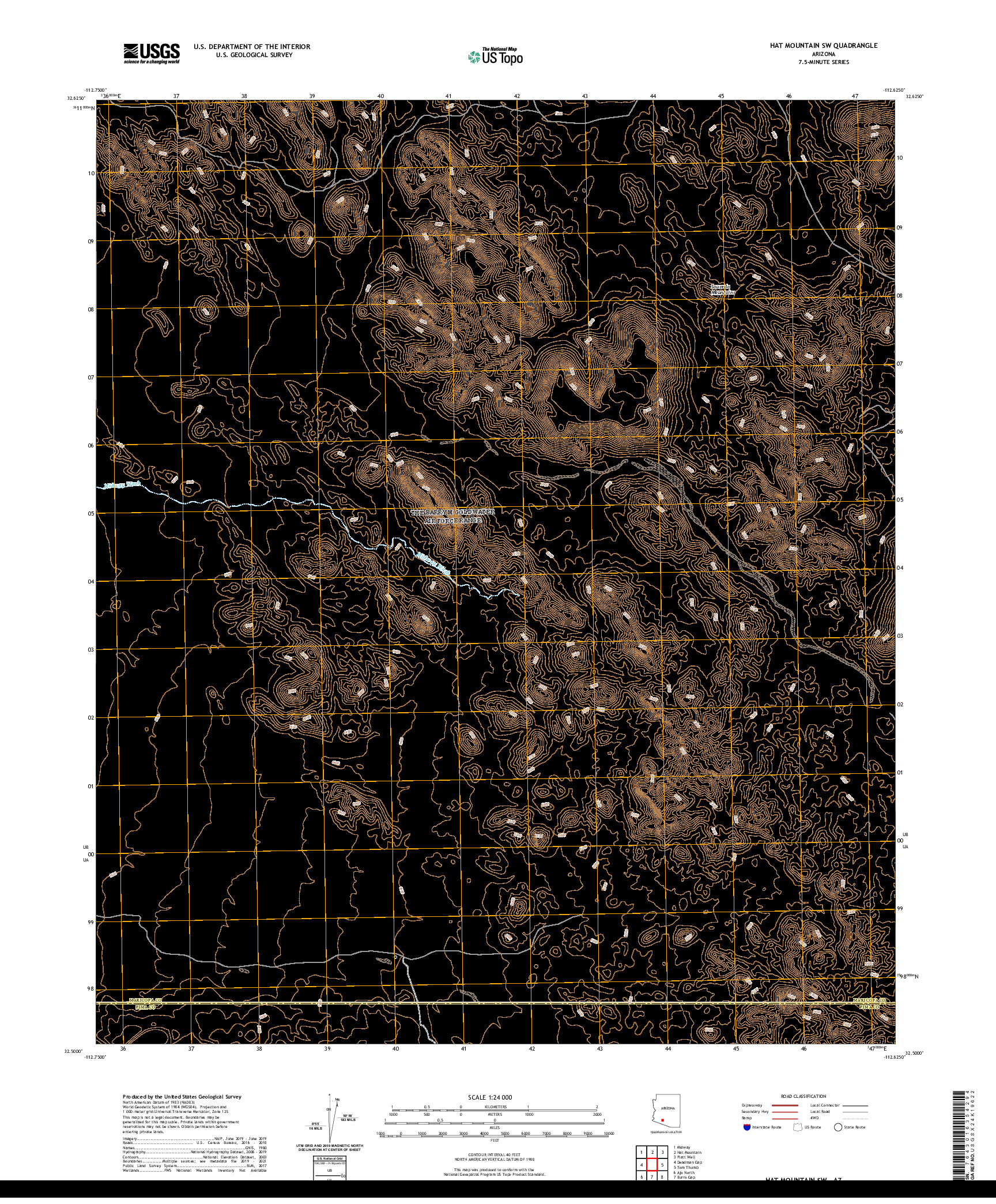 US TOPO 7.5-MINUTE MAP FOR HAT MOUNTAIN SW, AZ