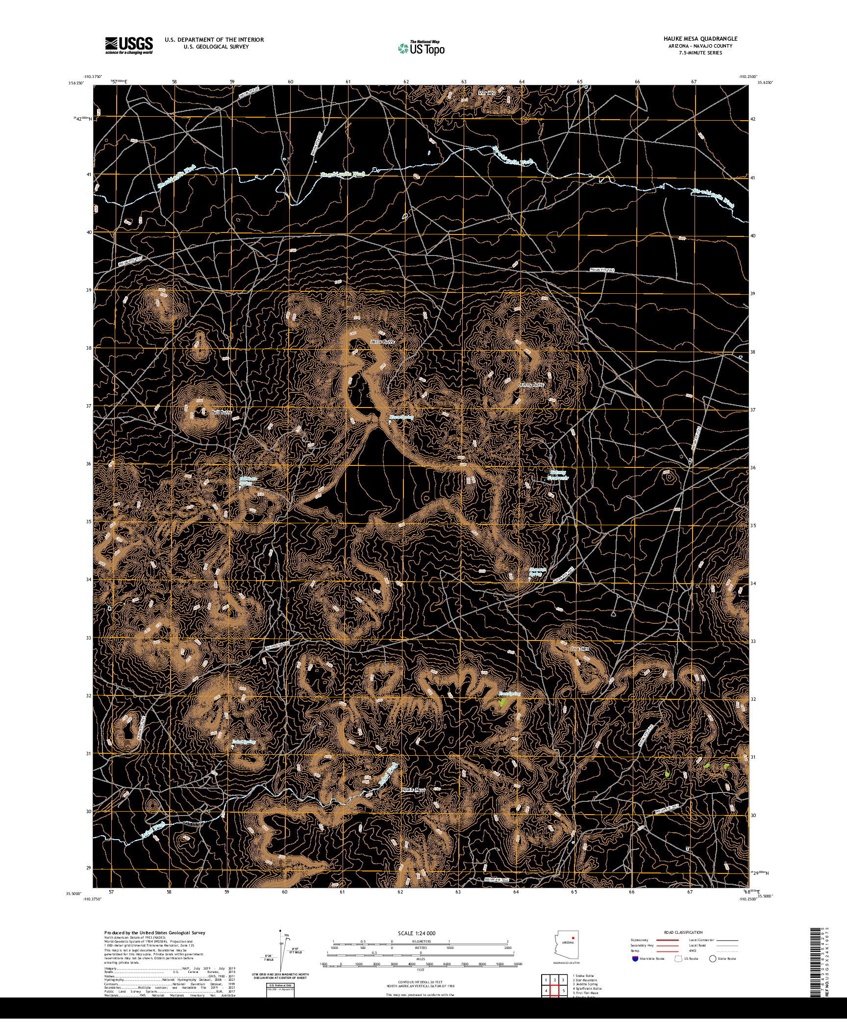 US TOPO 7.5-MINUTE MAP FOR HAUKE MESA, AZ