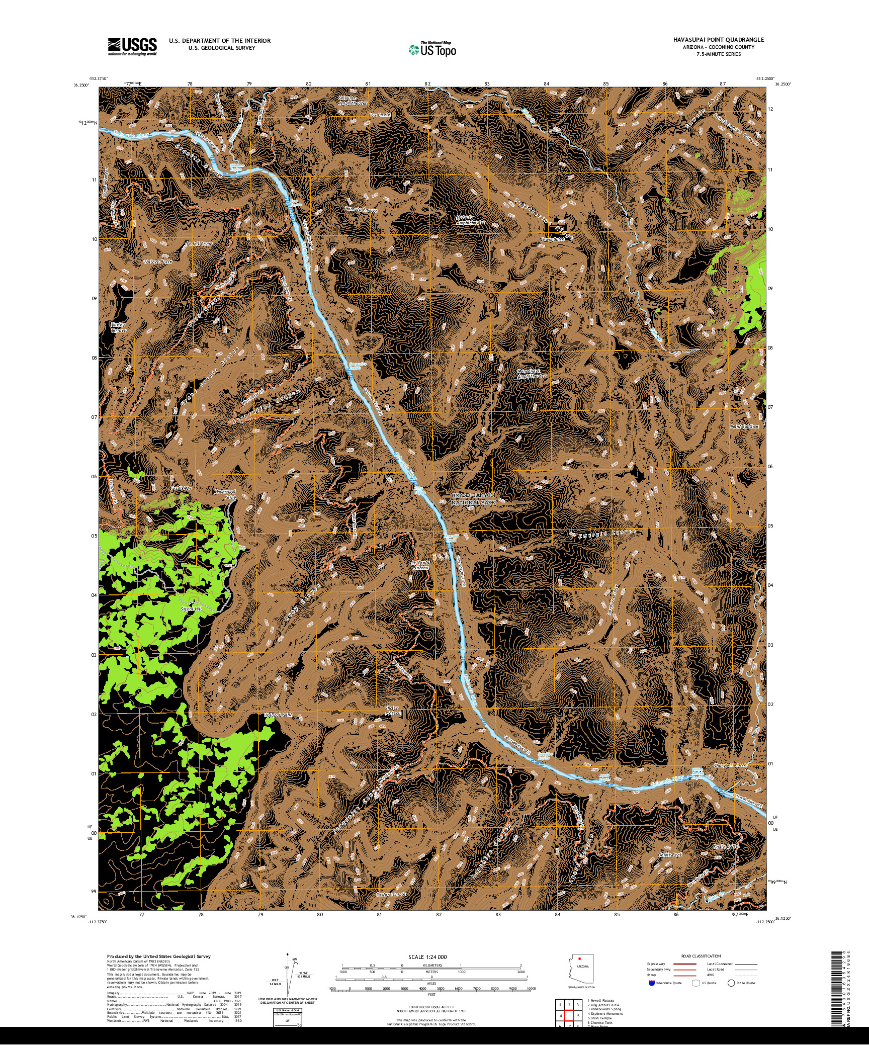 US TOPO 7.5-MINUTE MAP FOR HAVASUPAI POINT, AZ