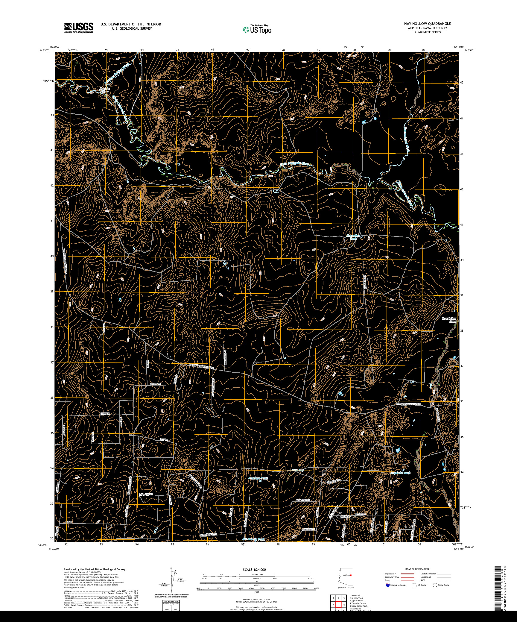 US TOPO 7.5-MINUTE MAP FOR HAY HOLLOW, AZ