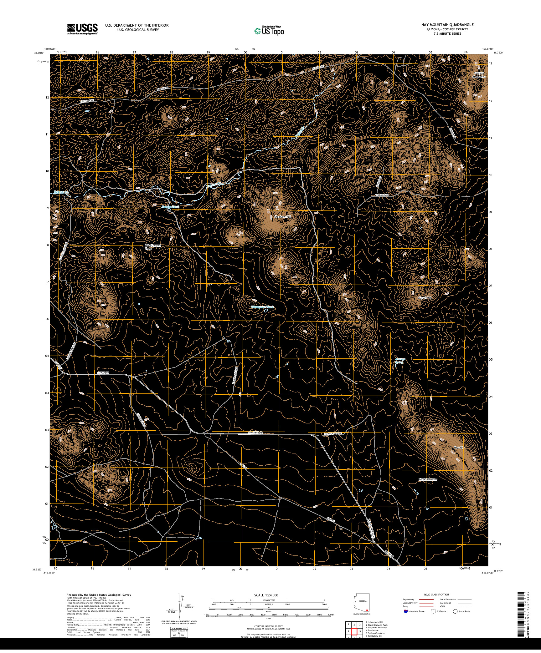 USGS US TOPO 7.5-MINUTE MAP FOR HAY MOUNTAIN, AZ 2021