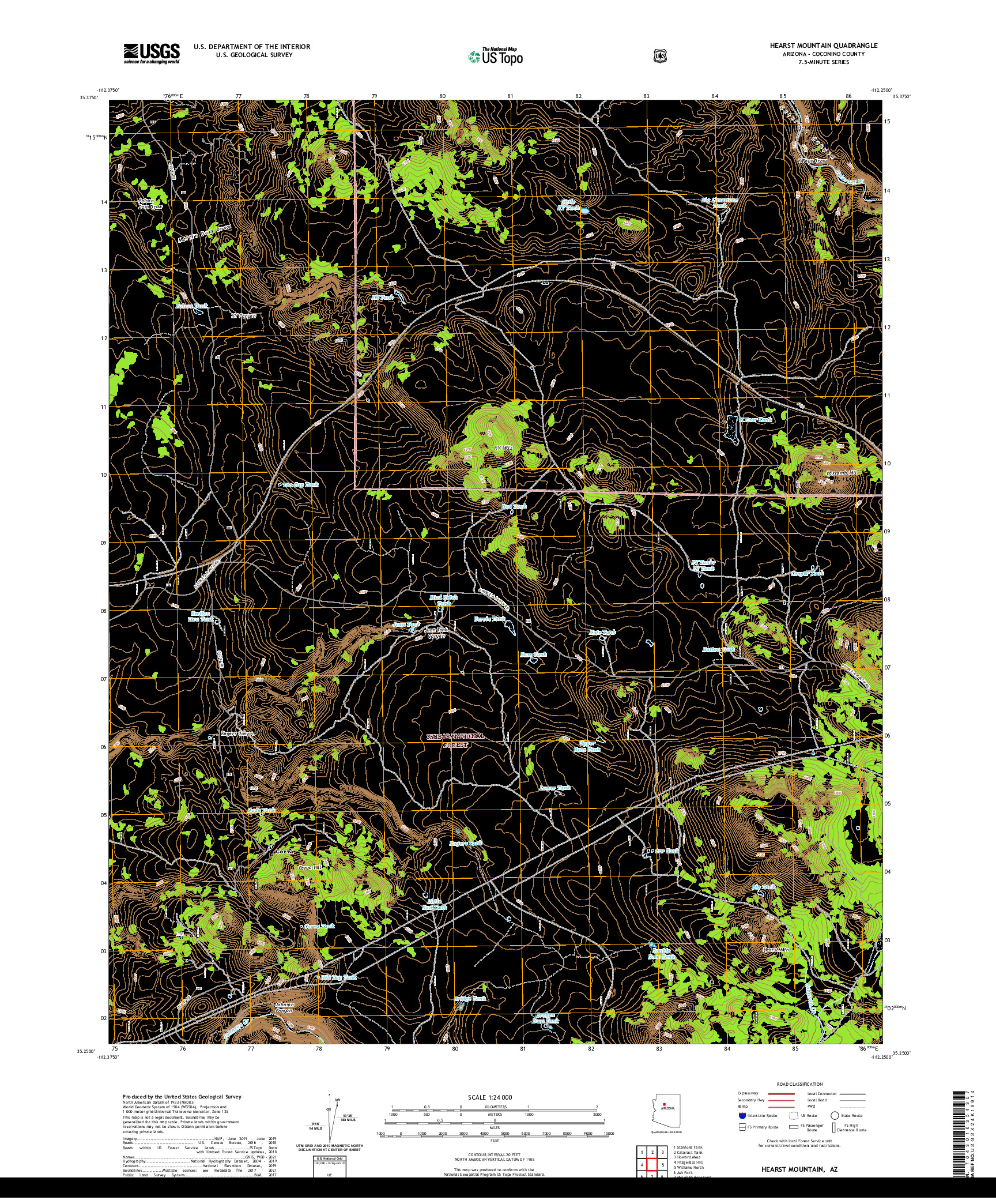 US TOPO 7.5-MINUTE MAP FOR HEARST MOUNTAIN, AZ