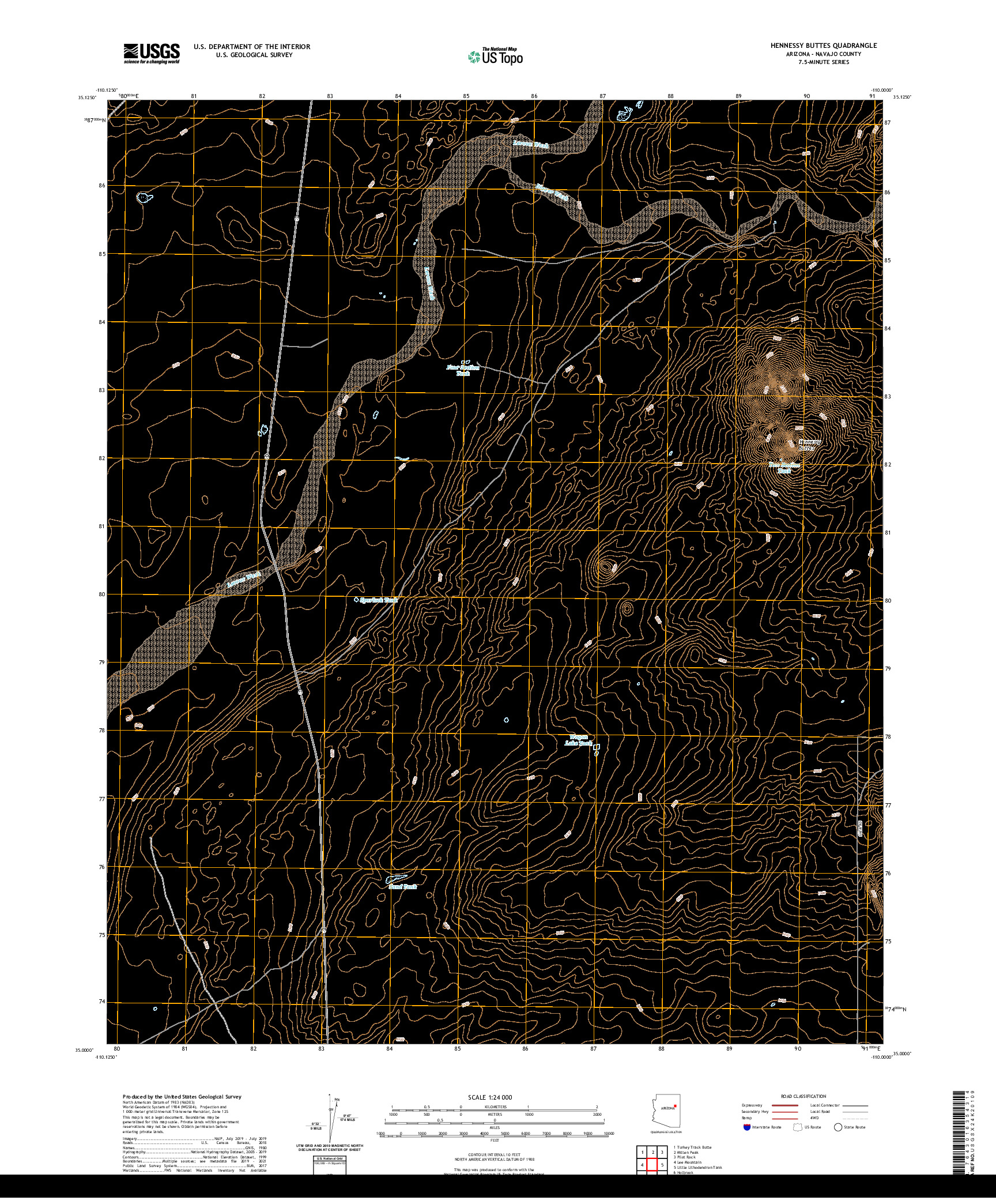 US TOPO 7.5-MINUTE MAP FOR HENNESSY BUTTES, AZ