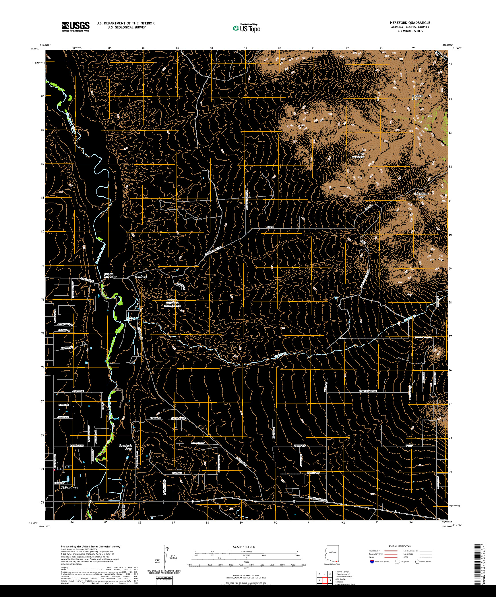 US TOPO 7.5-MINUTE MAP FOR HEREFORD, AZ