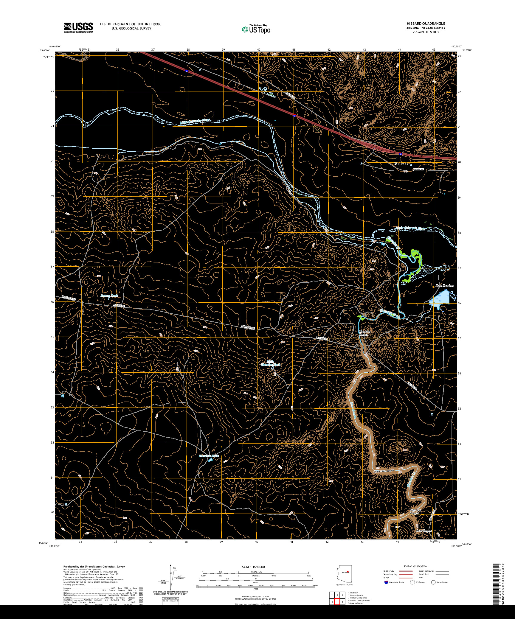 US TOPO 7.5-MINUTE MAP FOR HIBBARD, AZ